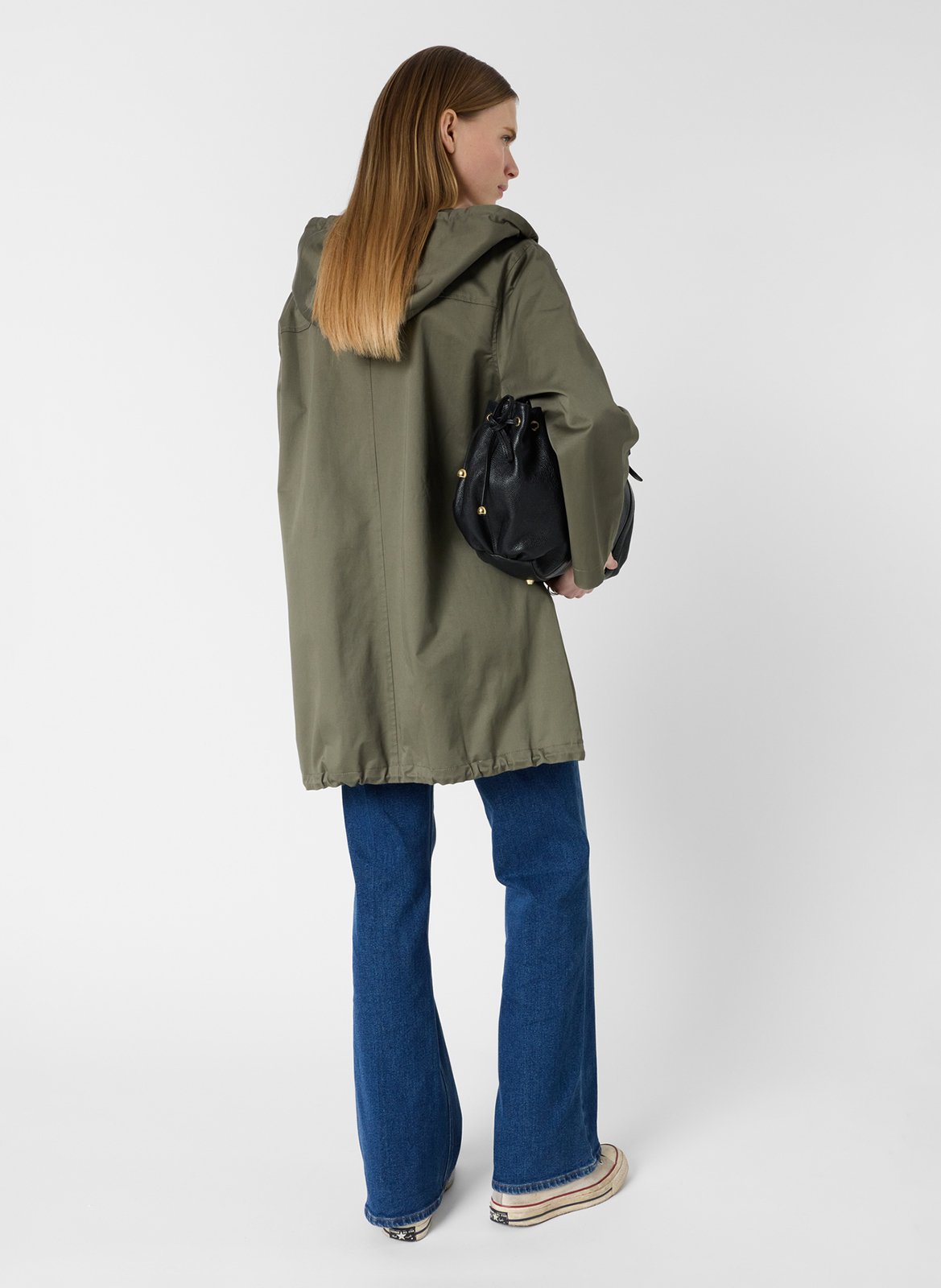 Straight round-neck parka in mixed cotton. GERARD DAREL Khaki
