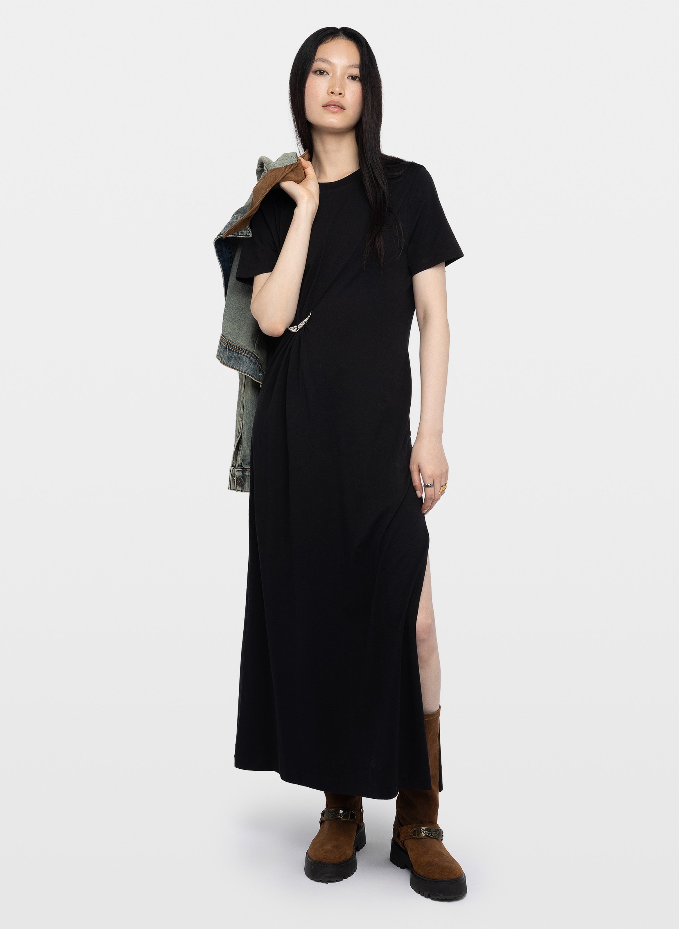 Long pleated short-sleeve maxi dress ZADIG&VOLTAIRE Black