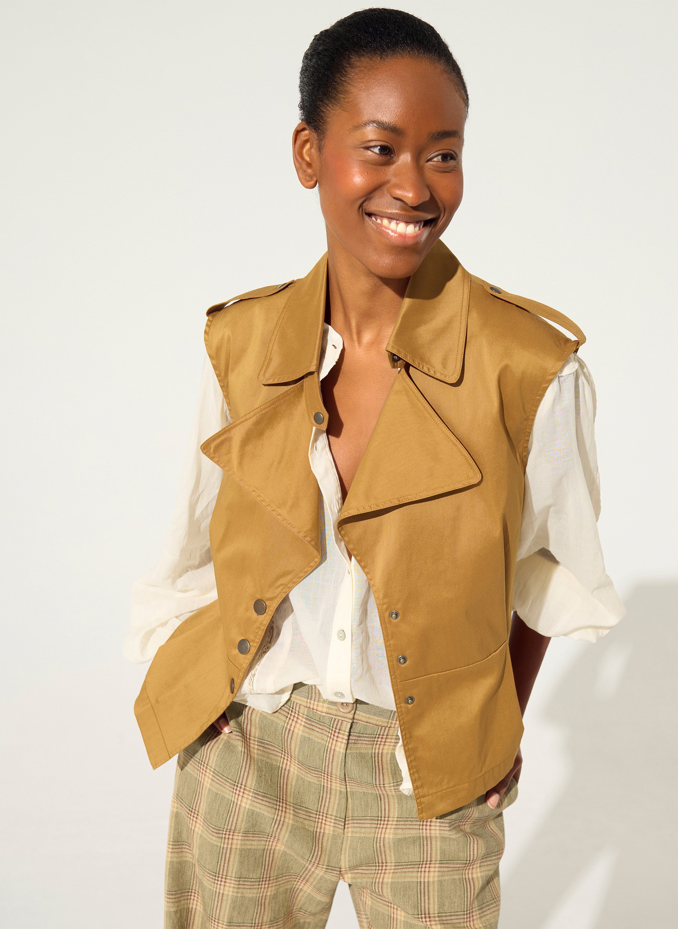 Cotton and wool shirt with tailored collar COTELAC Brown