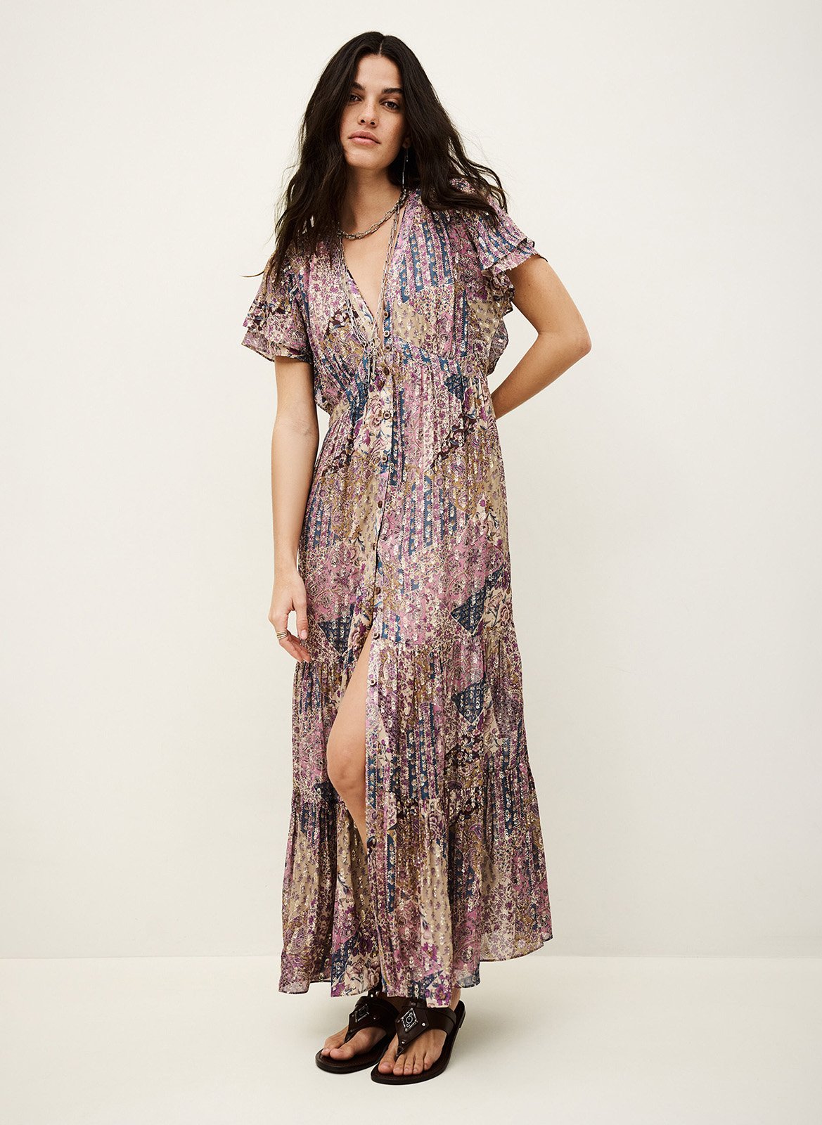 Halflange jurk met print BA&SH Roze