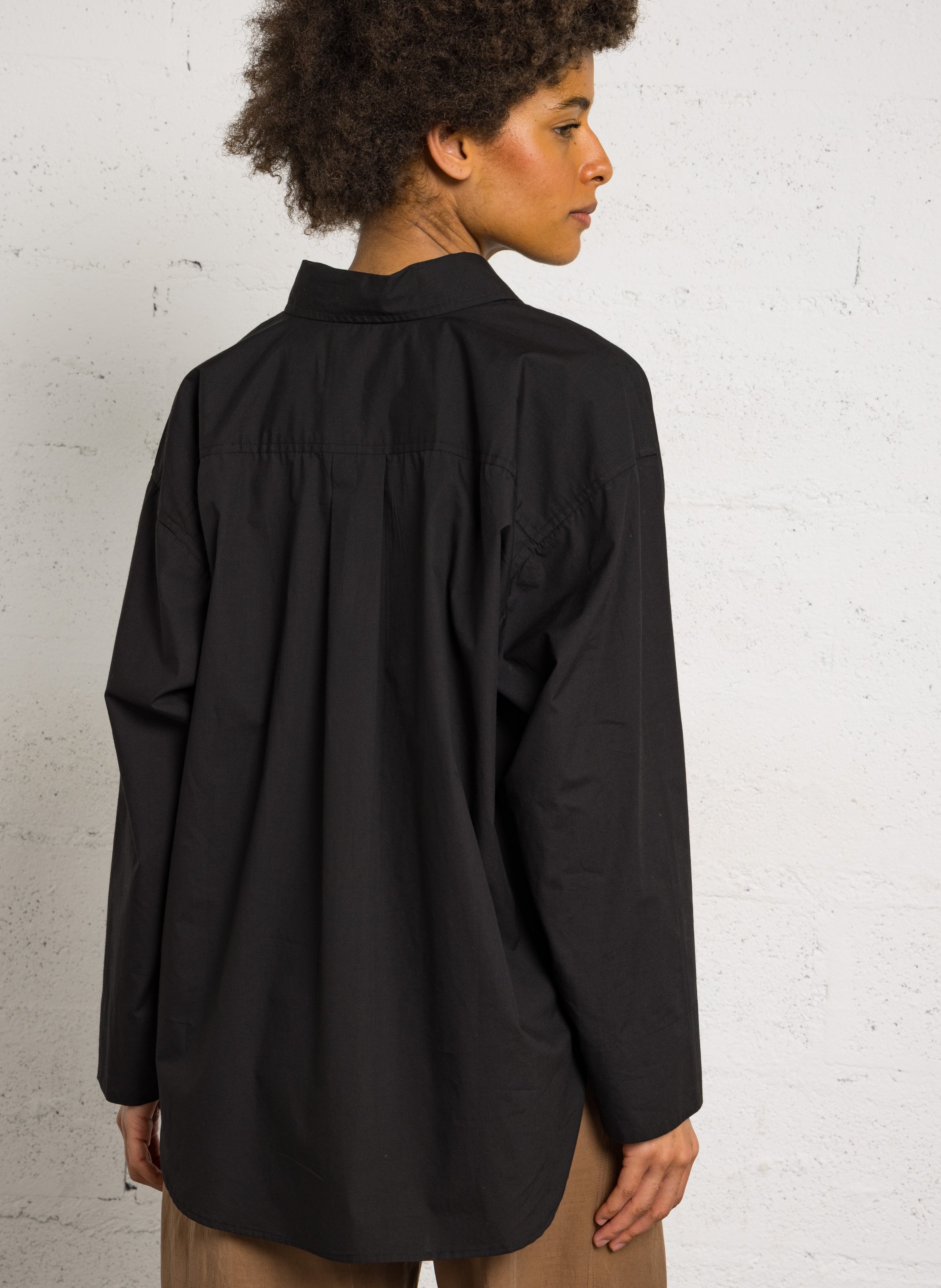 Chemise col chemise en coton LEON & HARPER Noir