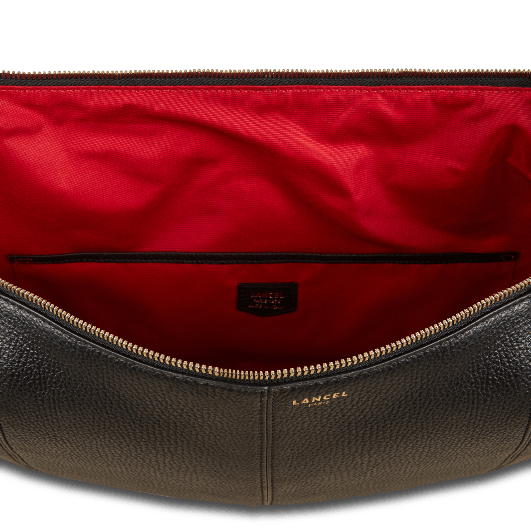 Sac hobo zippé en cuir LANCEL Noir