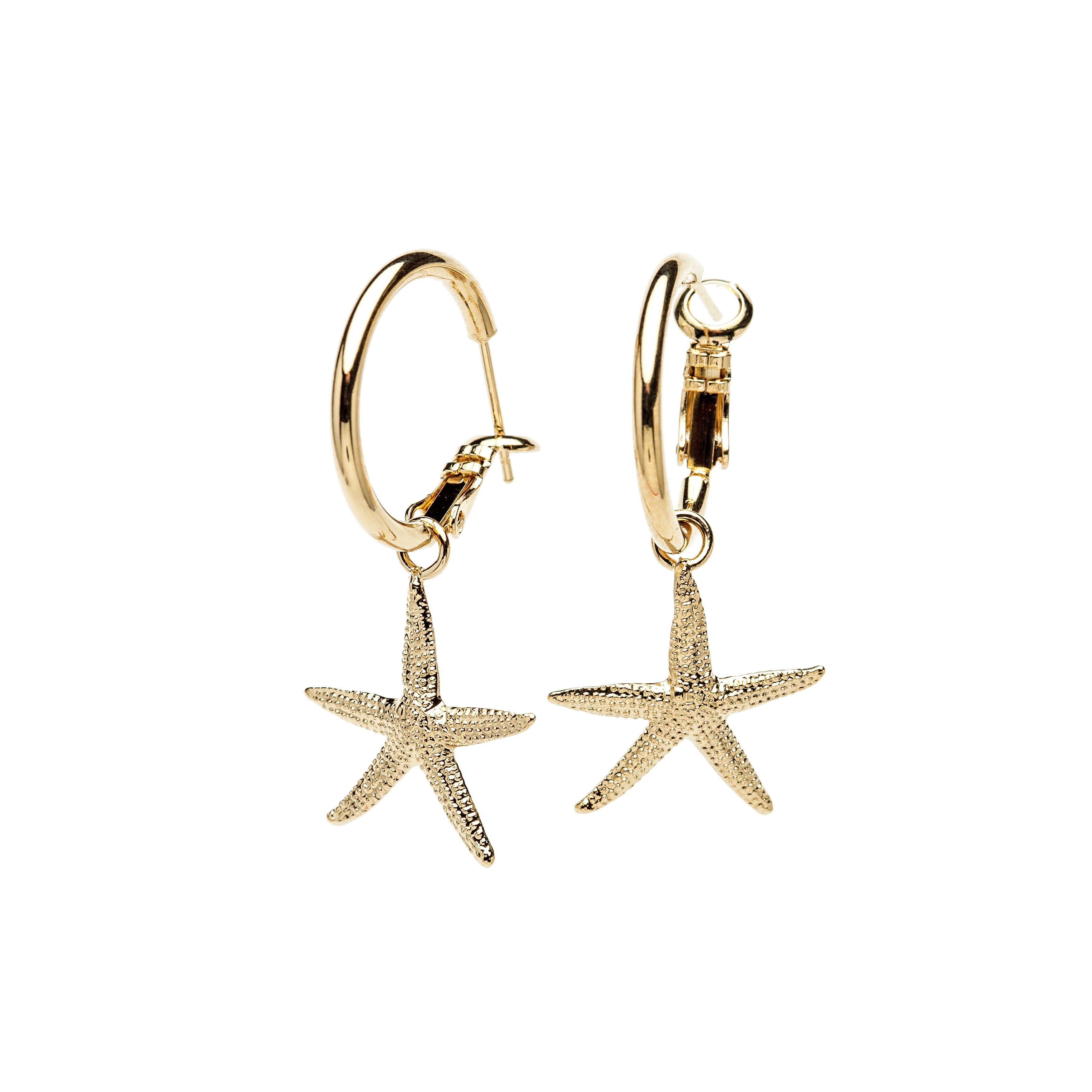 Small silver plated star hoop earrings MONSIEUR SIMONE Golden