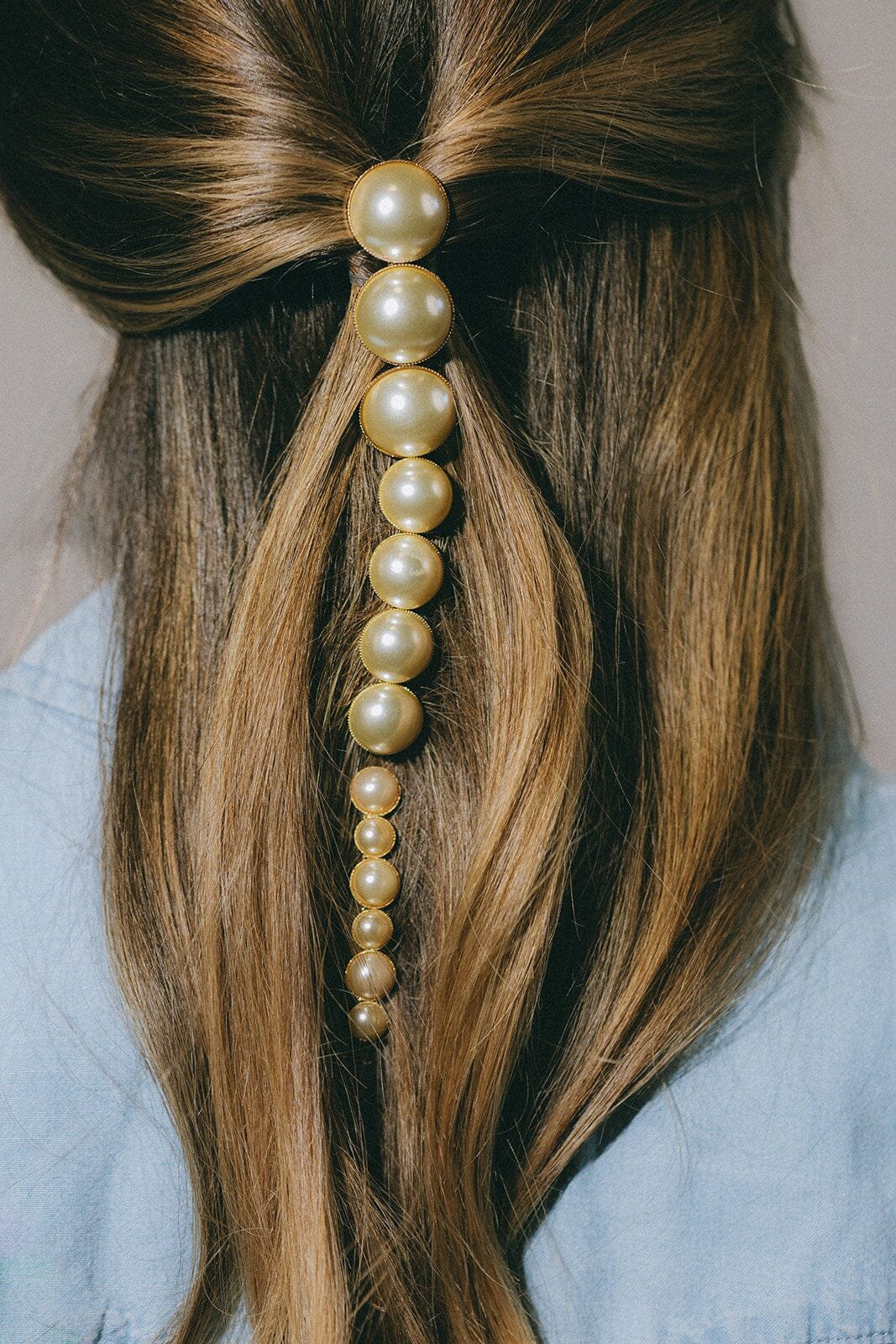 Mini gold-plated pearl hair clip Golden