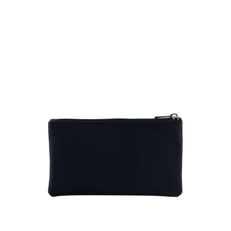 Canvas wallet trimmed with leather POURCHET Blue