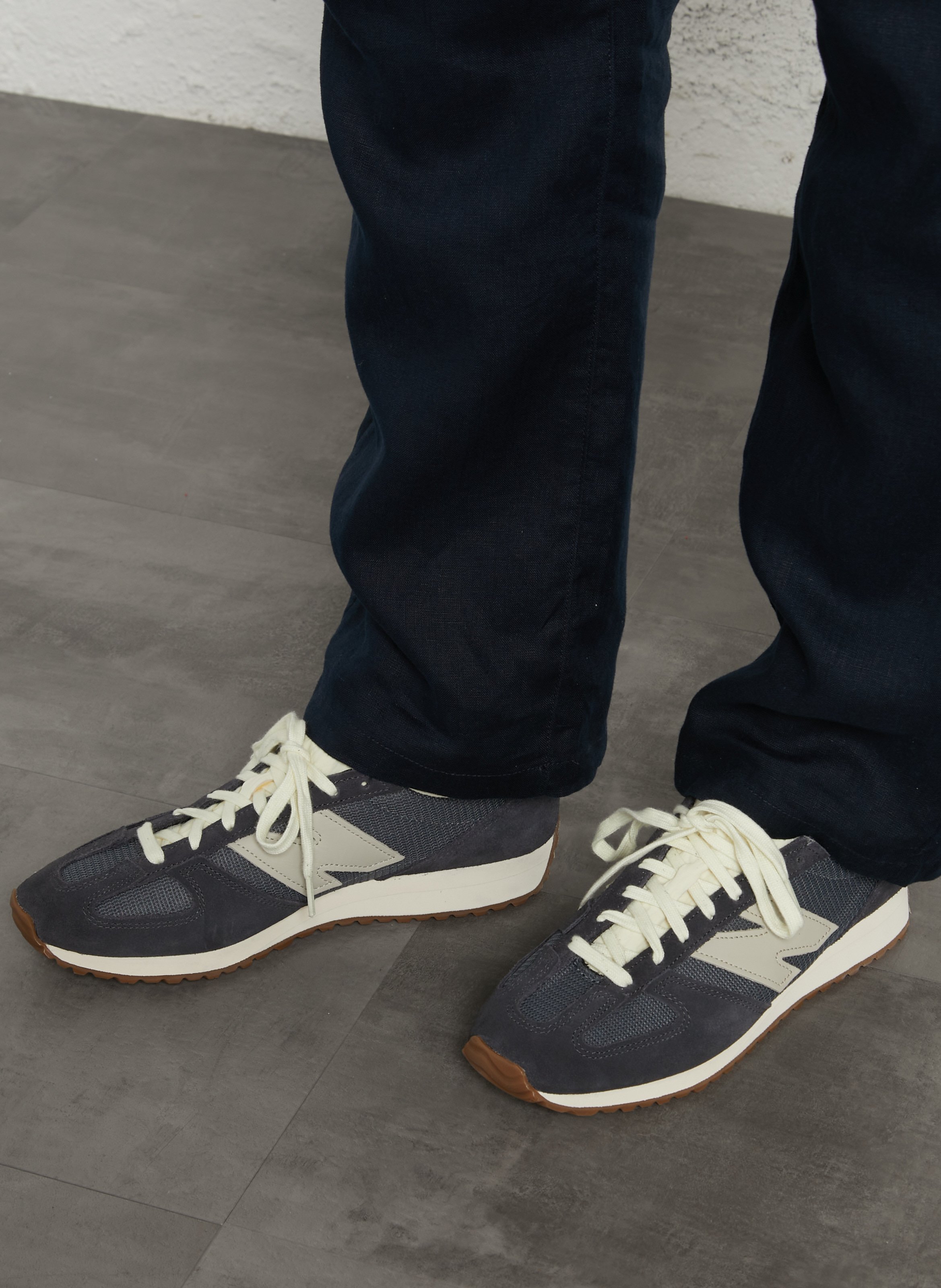 Low-top leather mix sneakers NEW BALANCE Grey