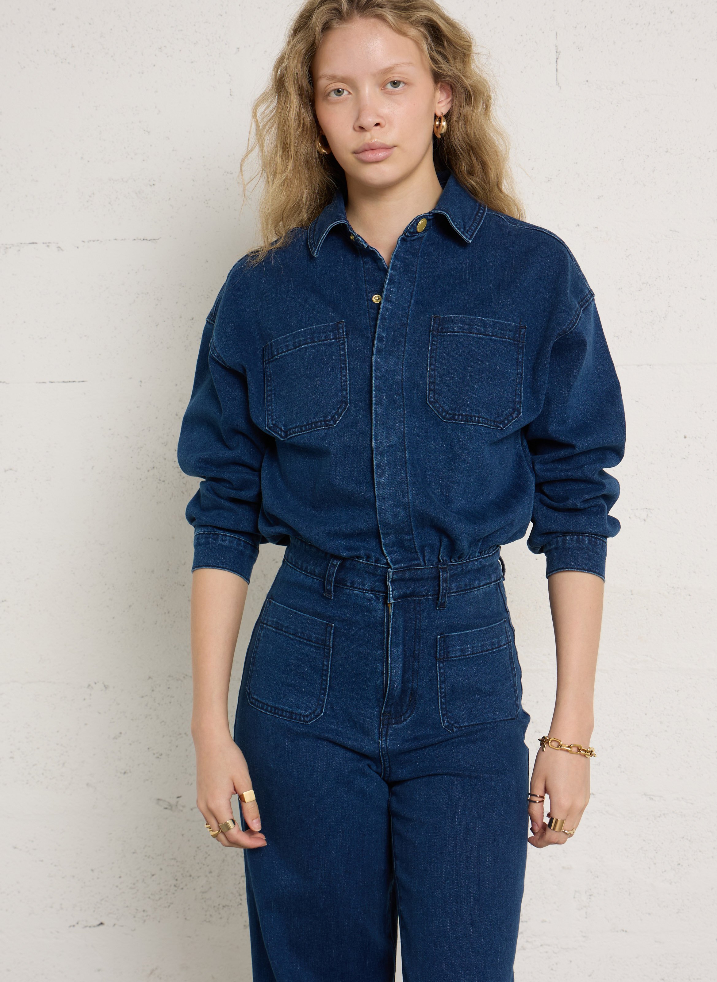 Combinaison en coton mélangé LA PETITE ETOILE Jean brut