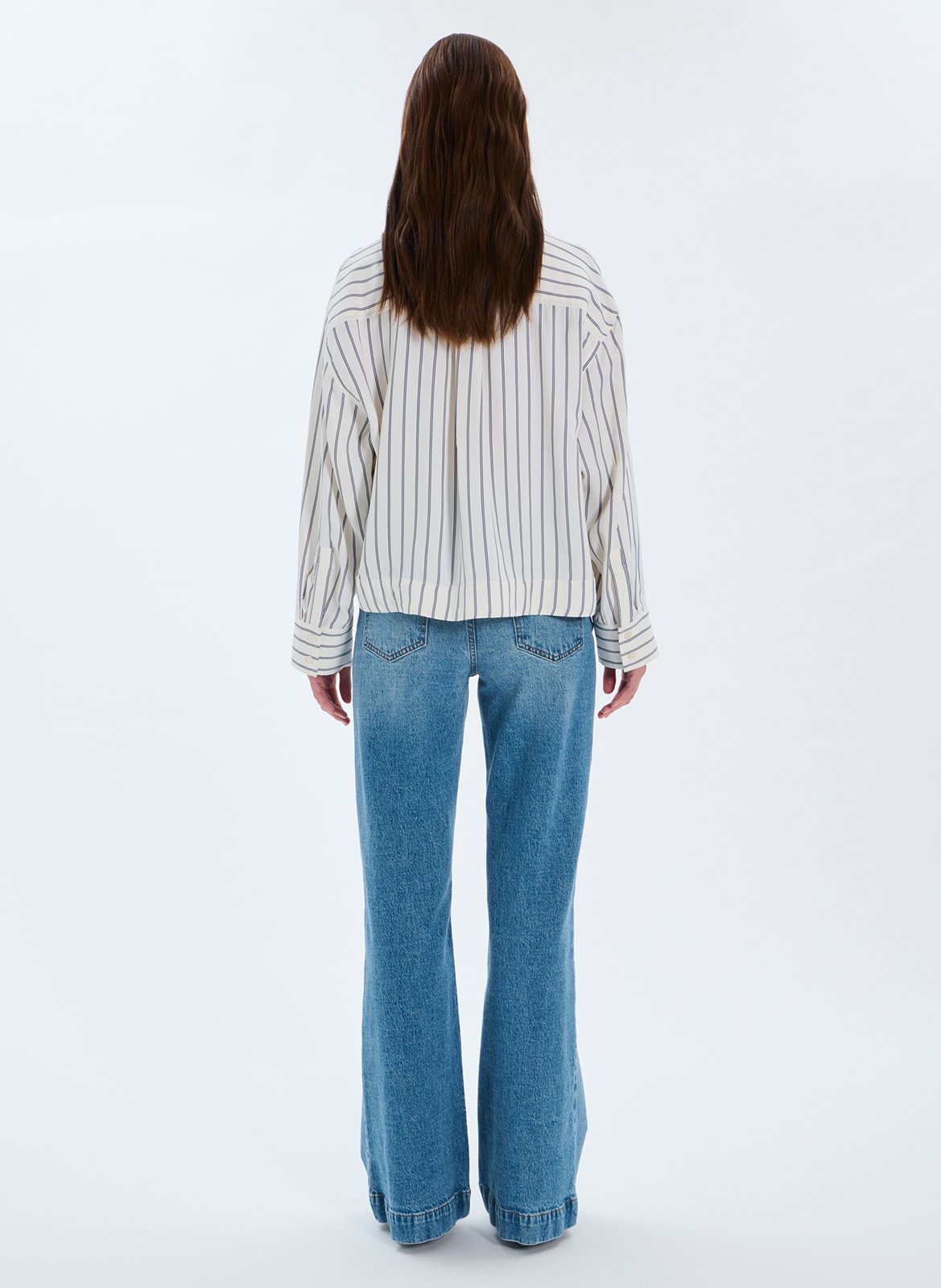 Gestreepte blouse met klassieke kraag ZAPA Wit