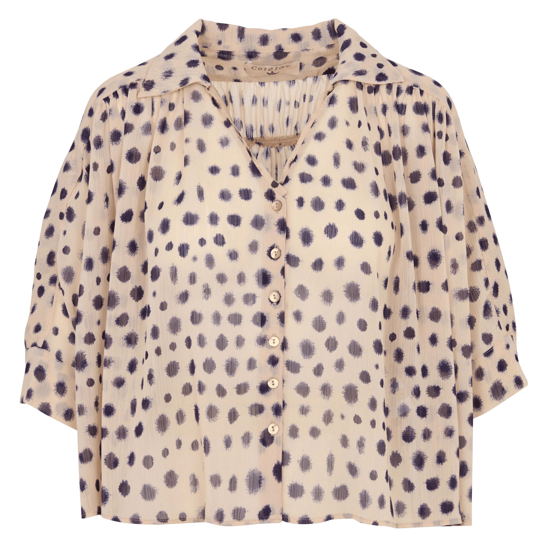 Wijdvallende blouse met 3/4-mouwen en print COTELAC Roze