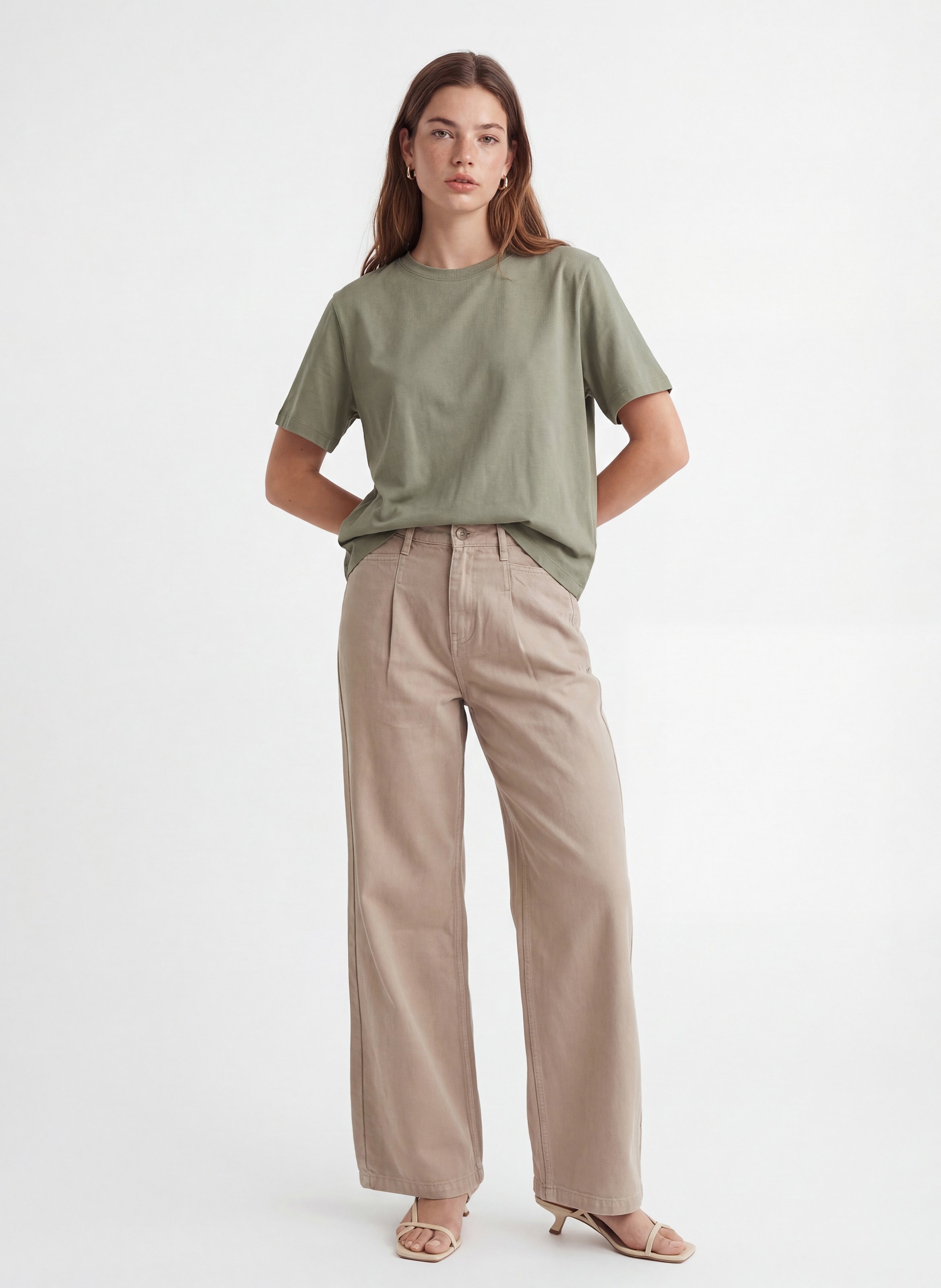 Tee-shirt droit uni à dos boutonné KOOKAI Vert