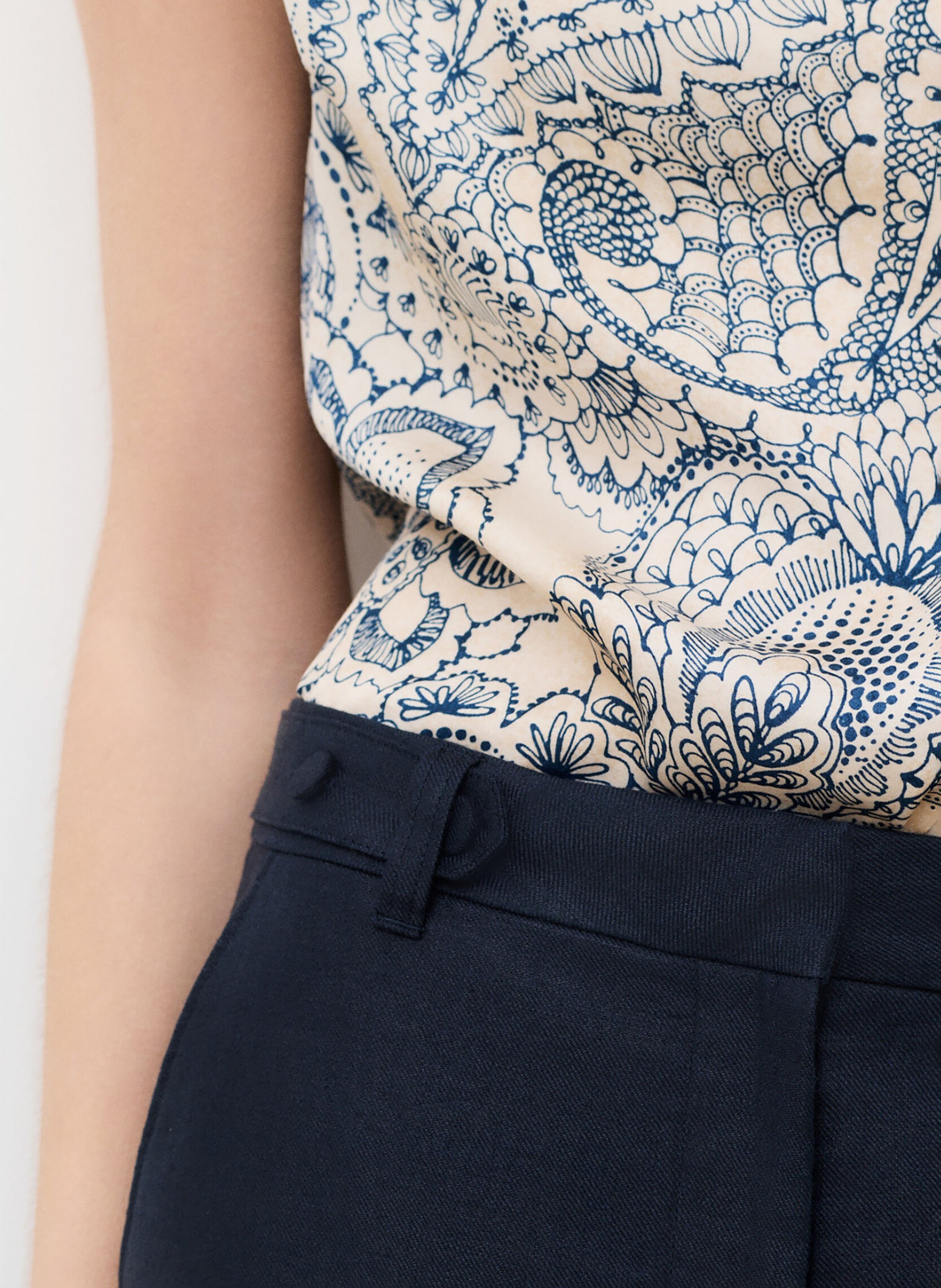 Pantalon large en lin CAROLL Bleu