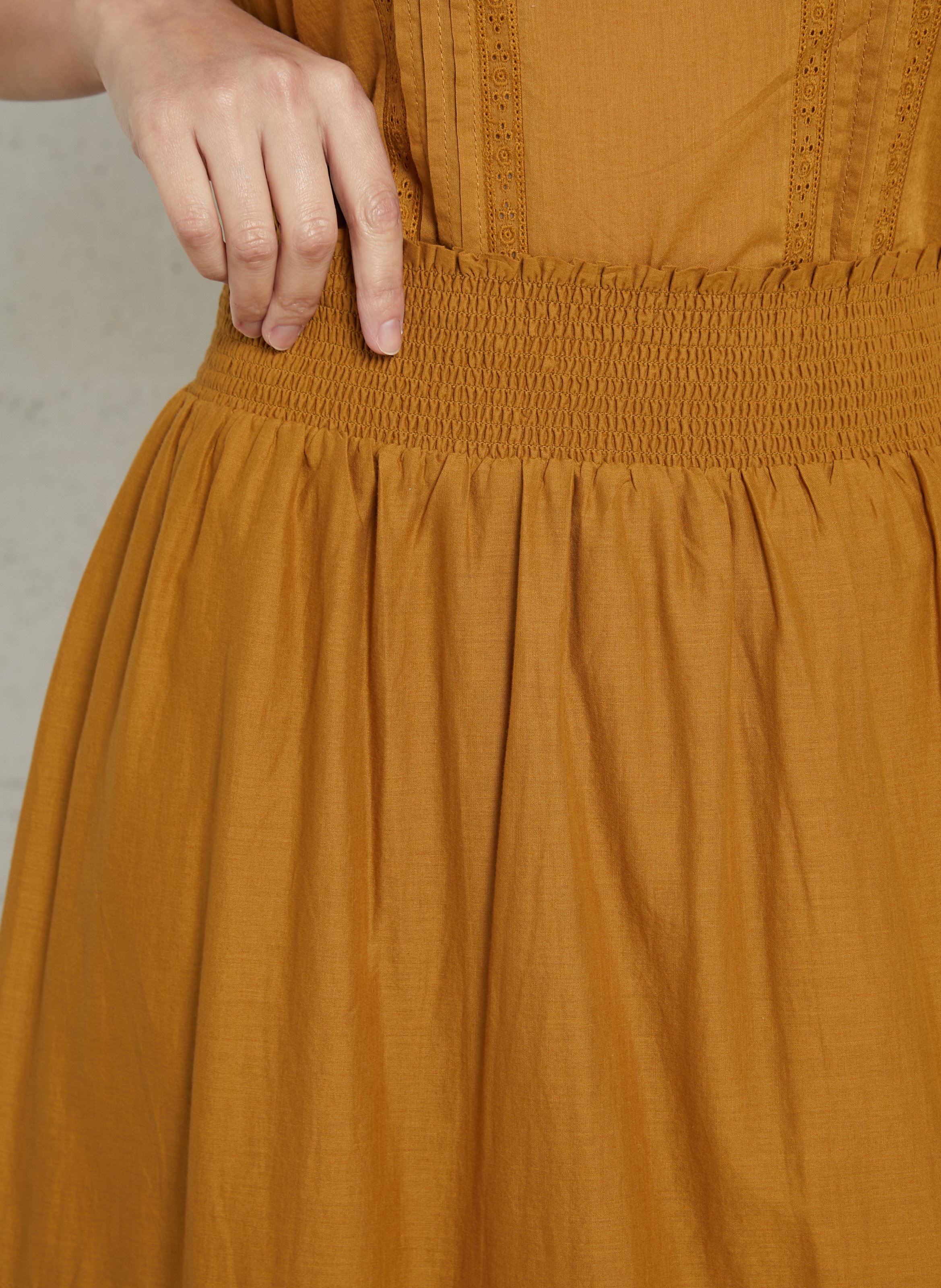 Jupe longue en coton DES PETITS HAUTS Doré