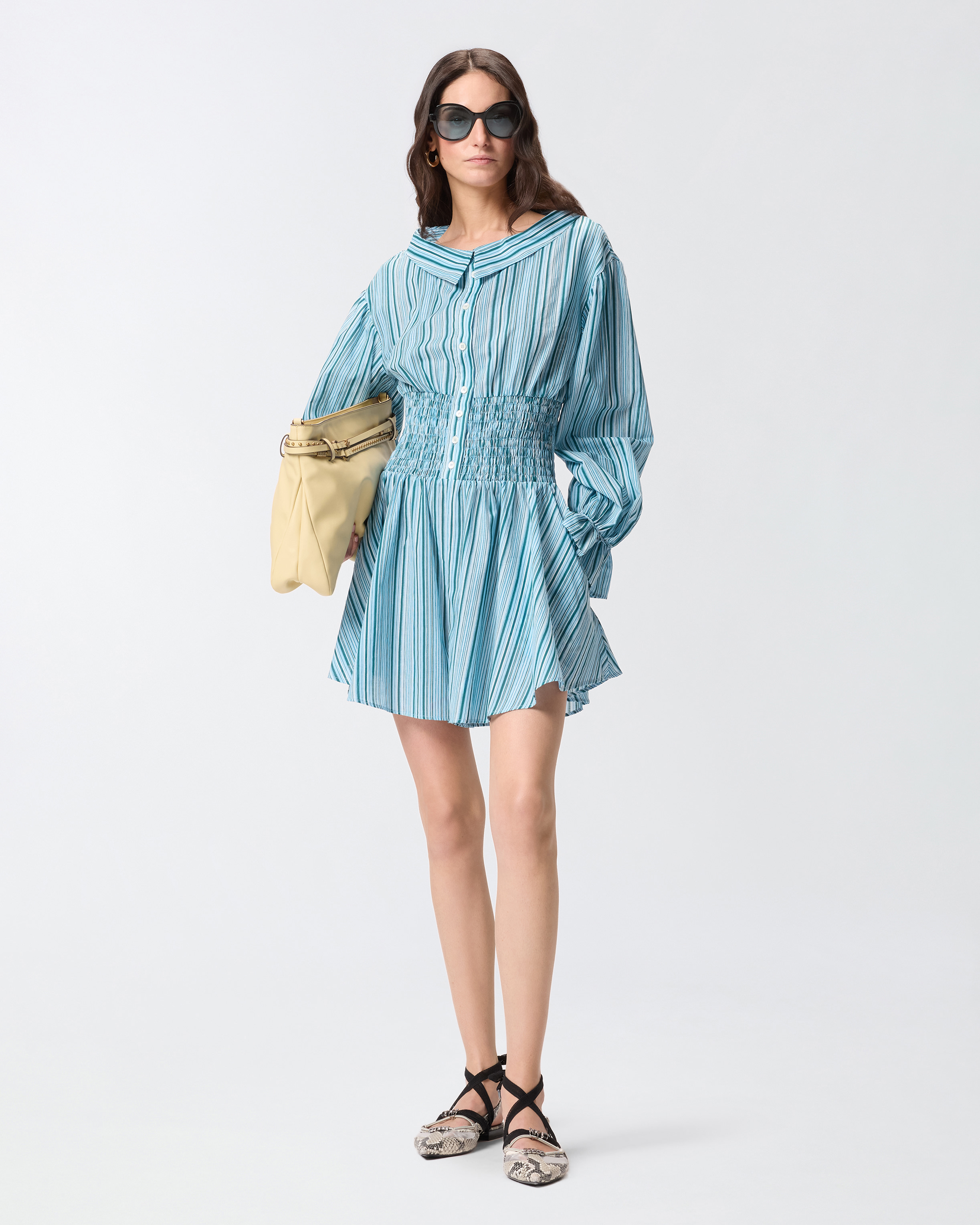 Combishort en coton à rayures PINKO Bleu