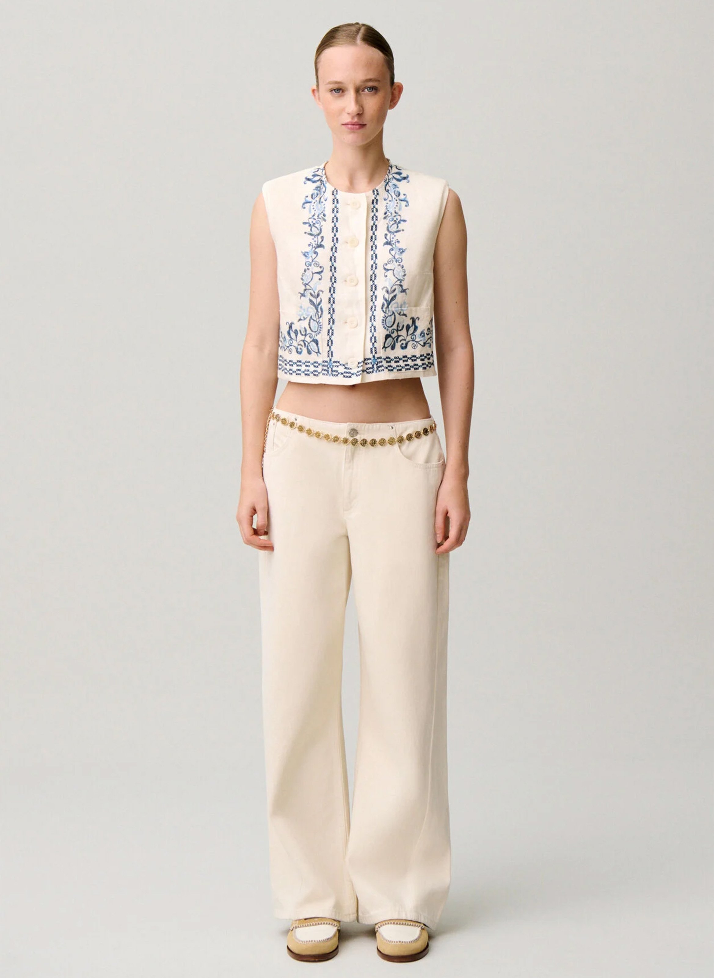 Korte mouwloze bedrukte jas CLAUDIE PIERLOT Veelkleurig