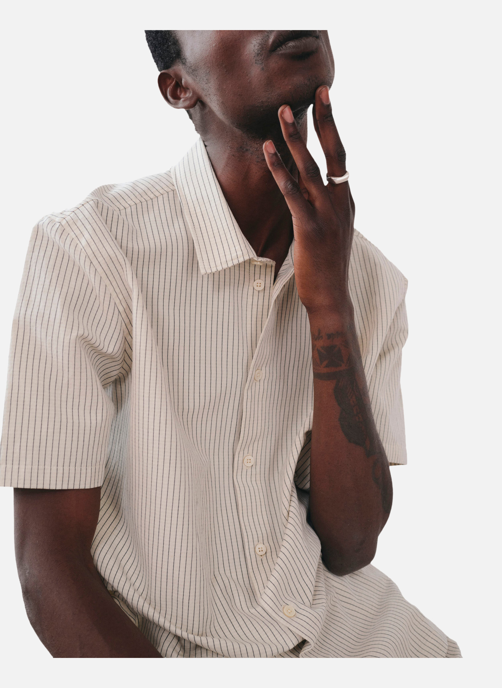 Fitted shirt Rio ecru stripes Noyoco Red