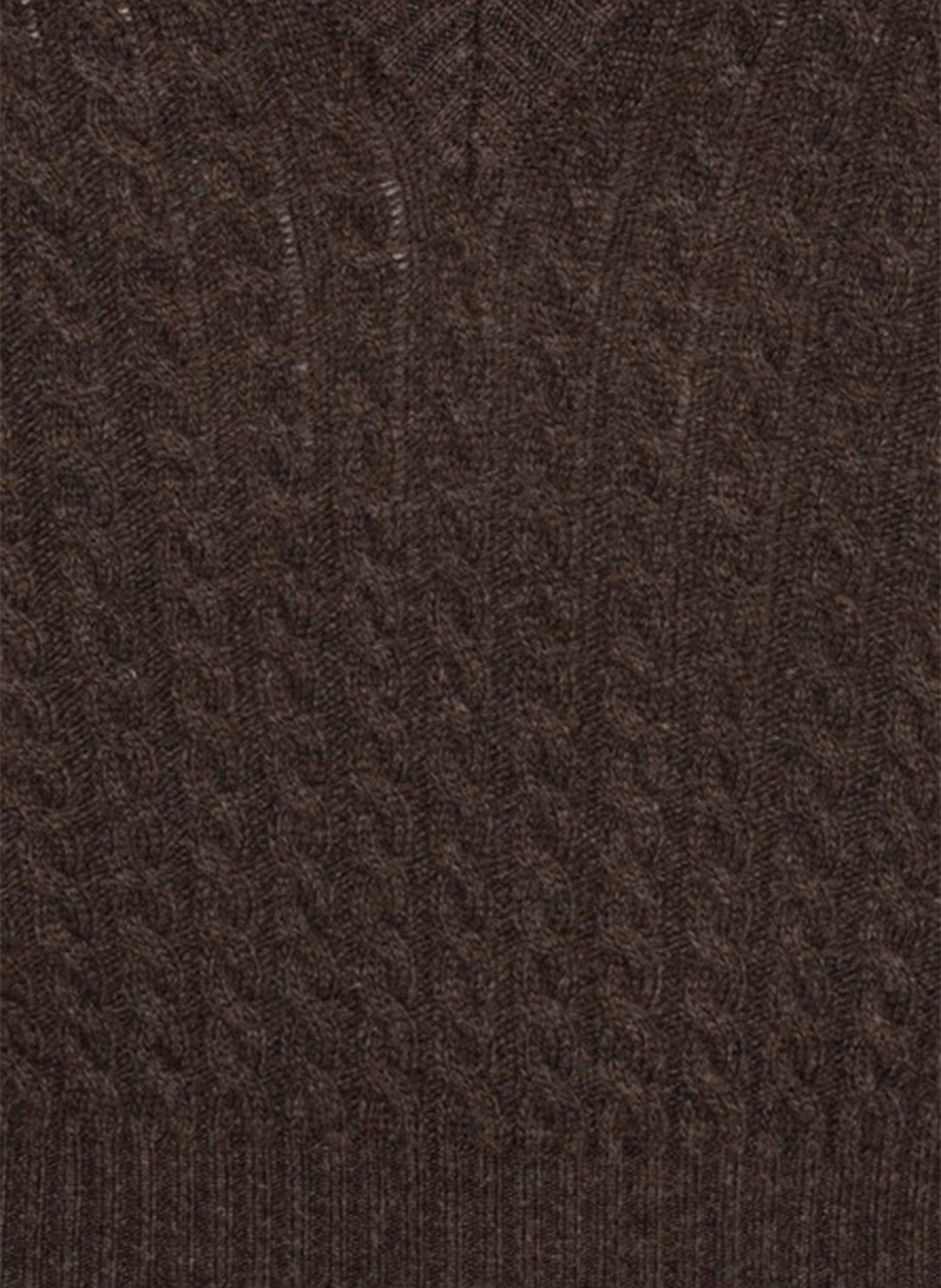 V-neck oversized twisted knit sweater ROTATE Brown