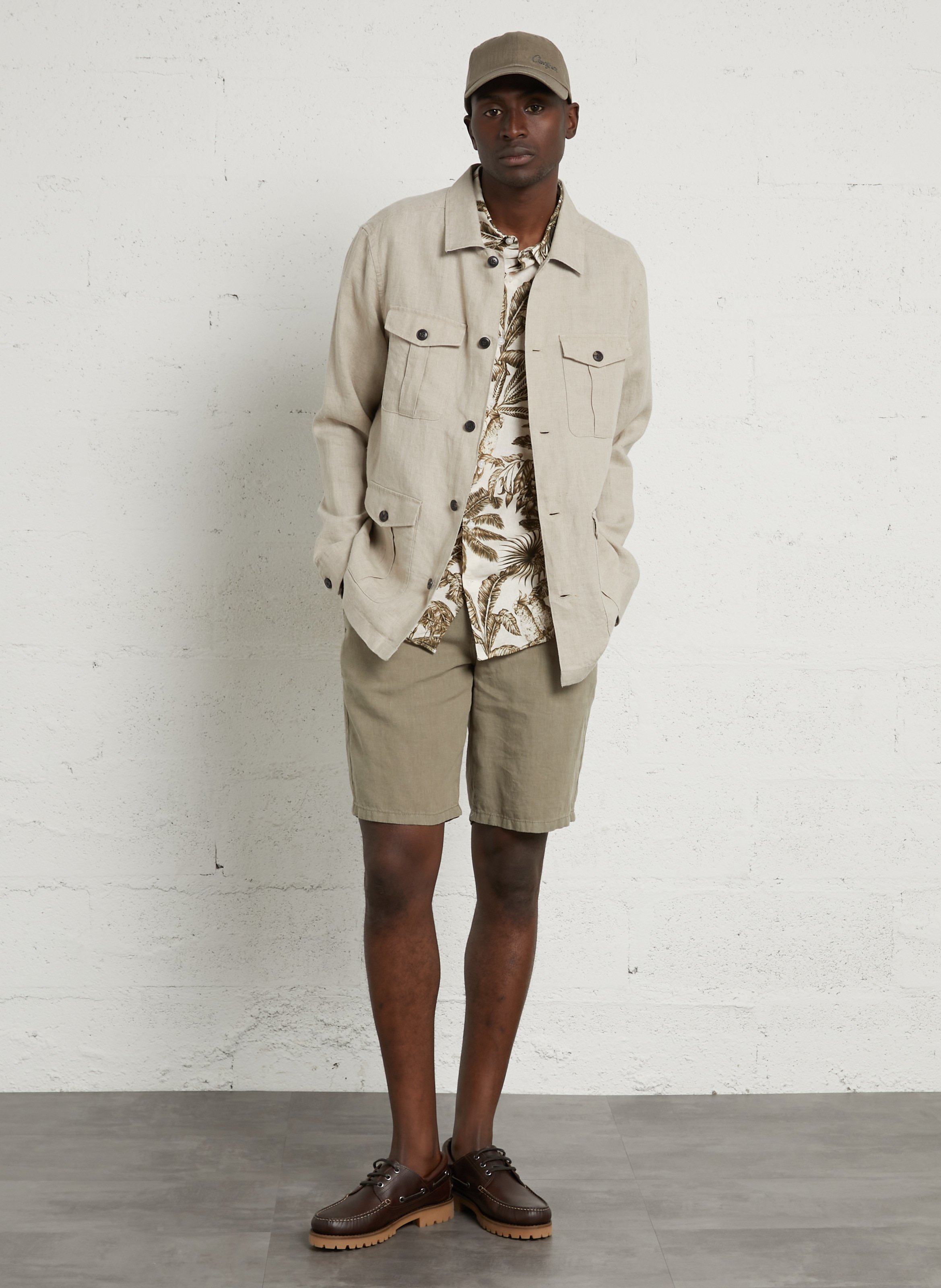 Veste droite en lin HACKETT Beige