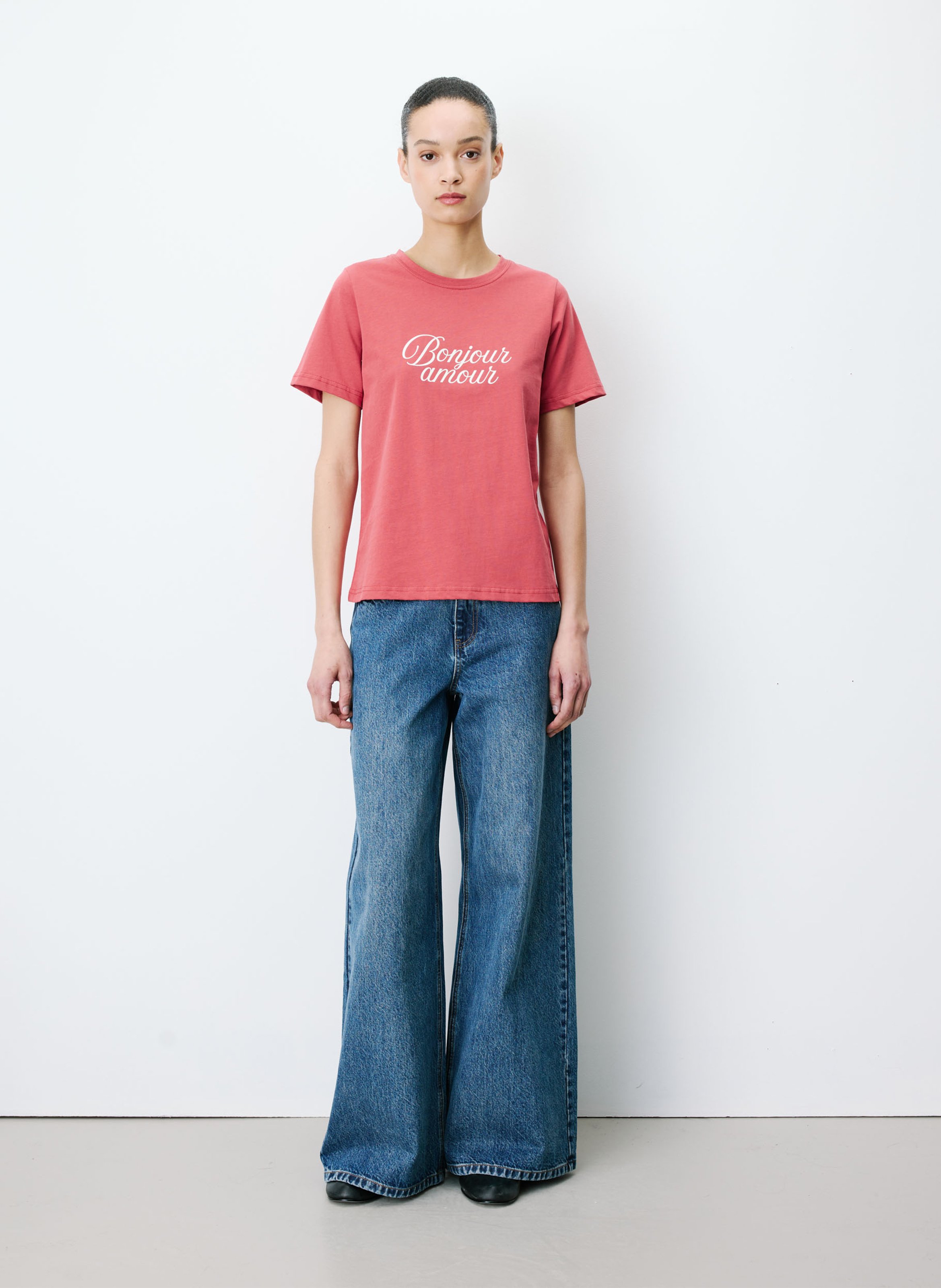 Katoenen T-shirt met ronde hals GRACE ET MILA Roze