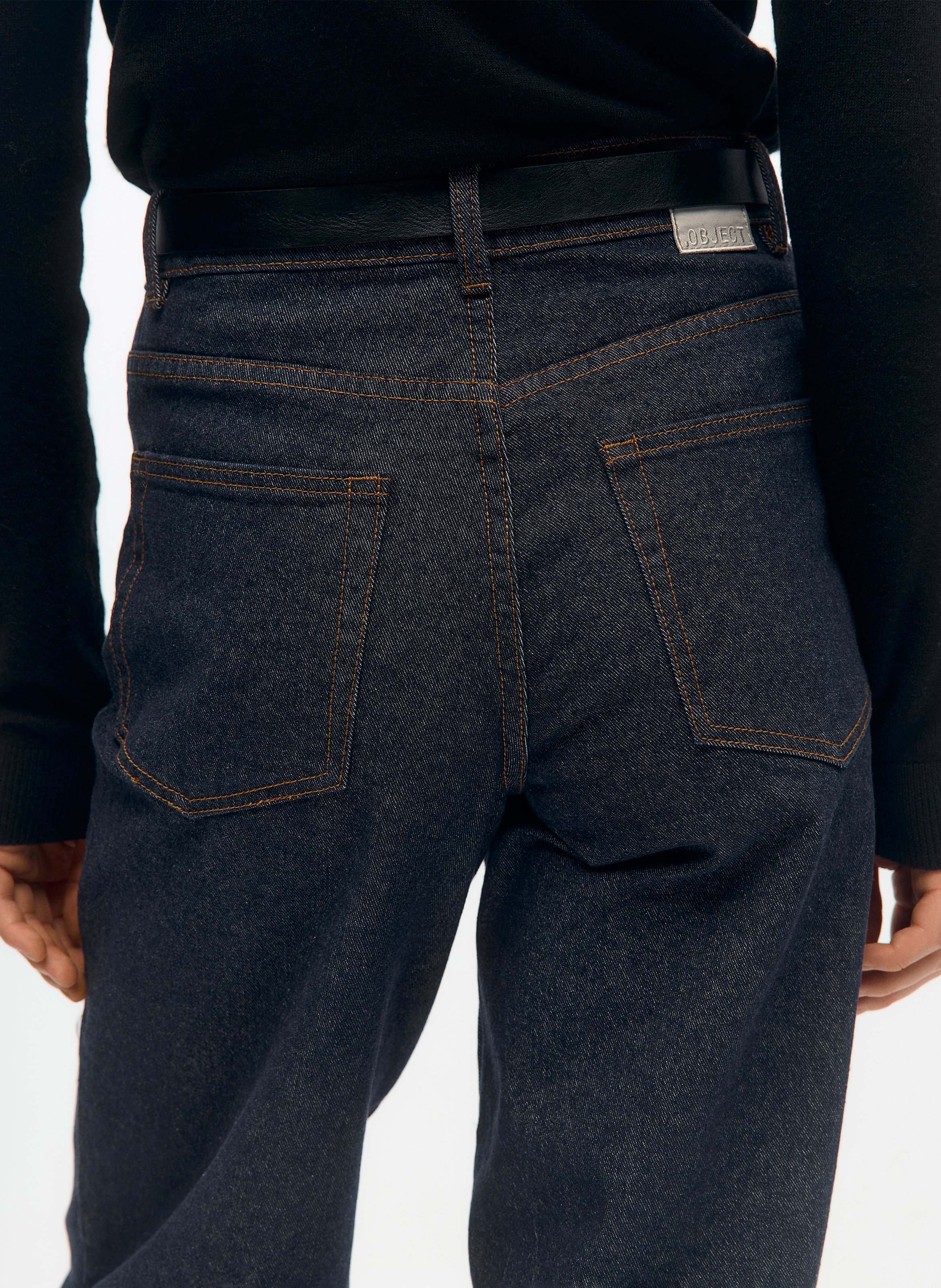 Hoch taillierte Raw Denim Schlaghose. OBJECT Blau