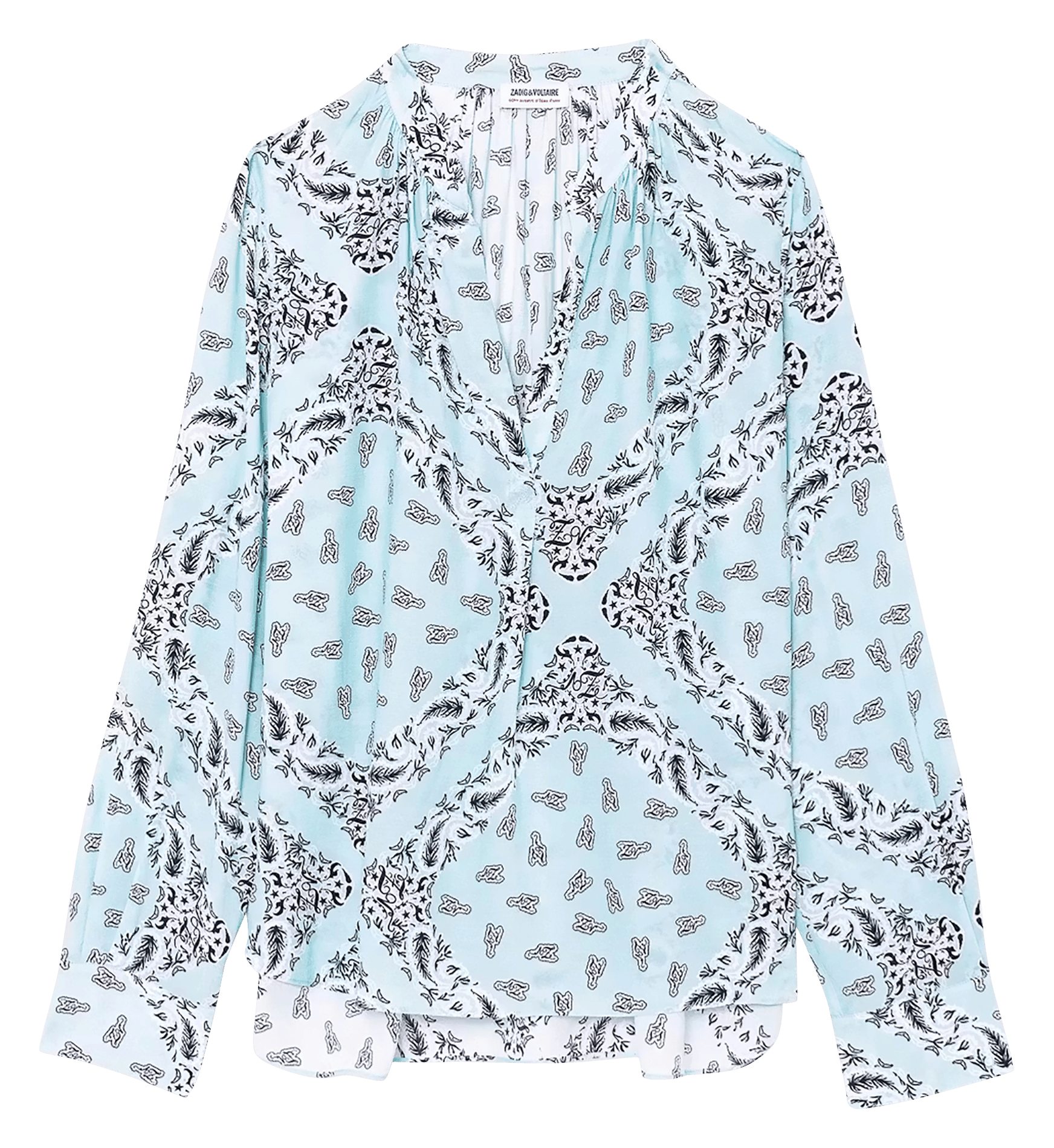 Straight-cut printed V-neck blouse ZADIG&VOLTAIRE Blue
