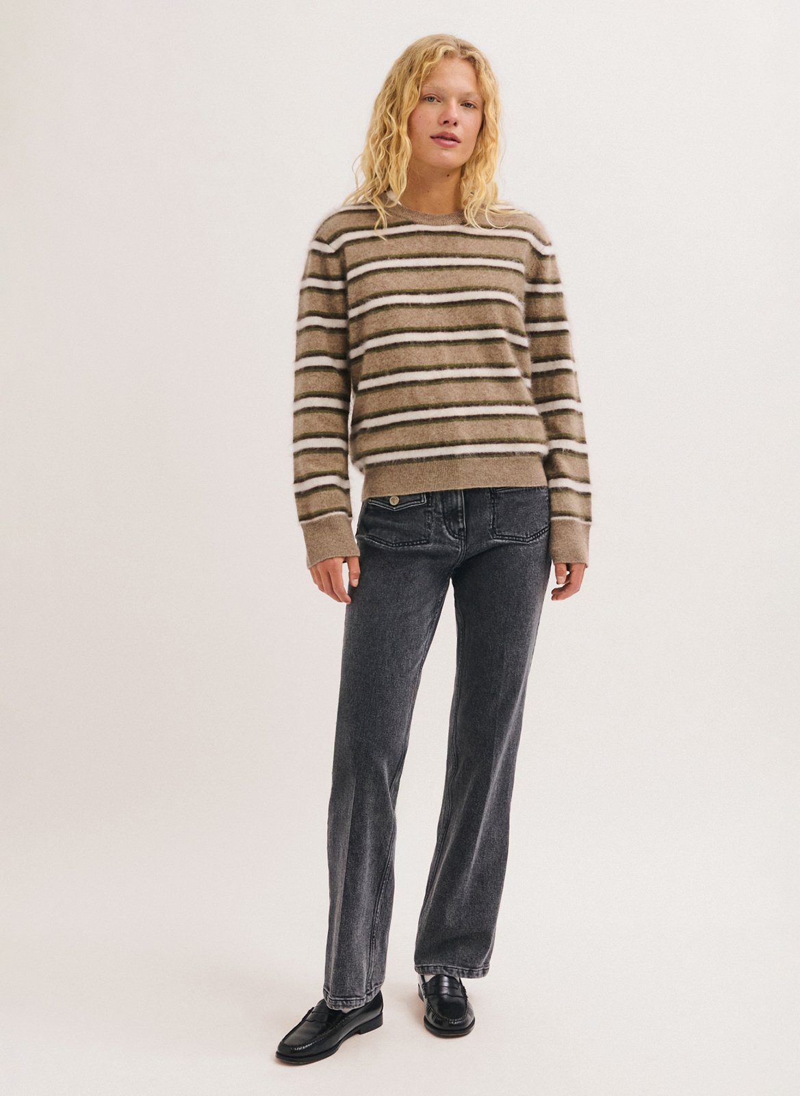 Wool striped sweater PABLO Green