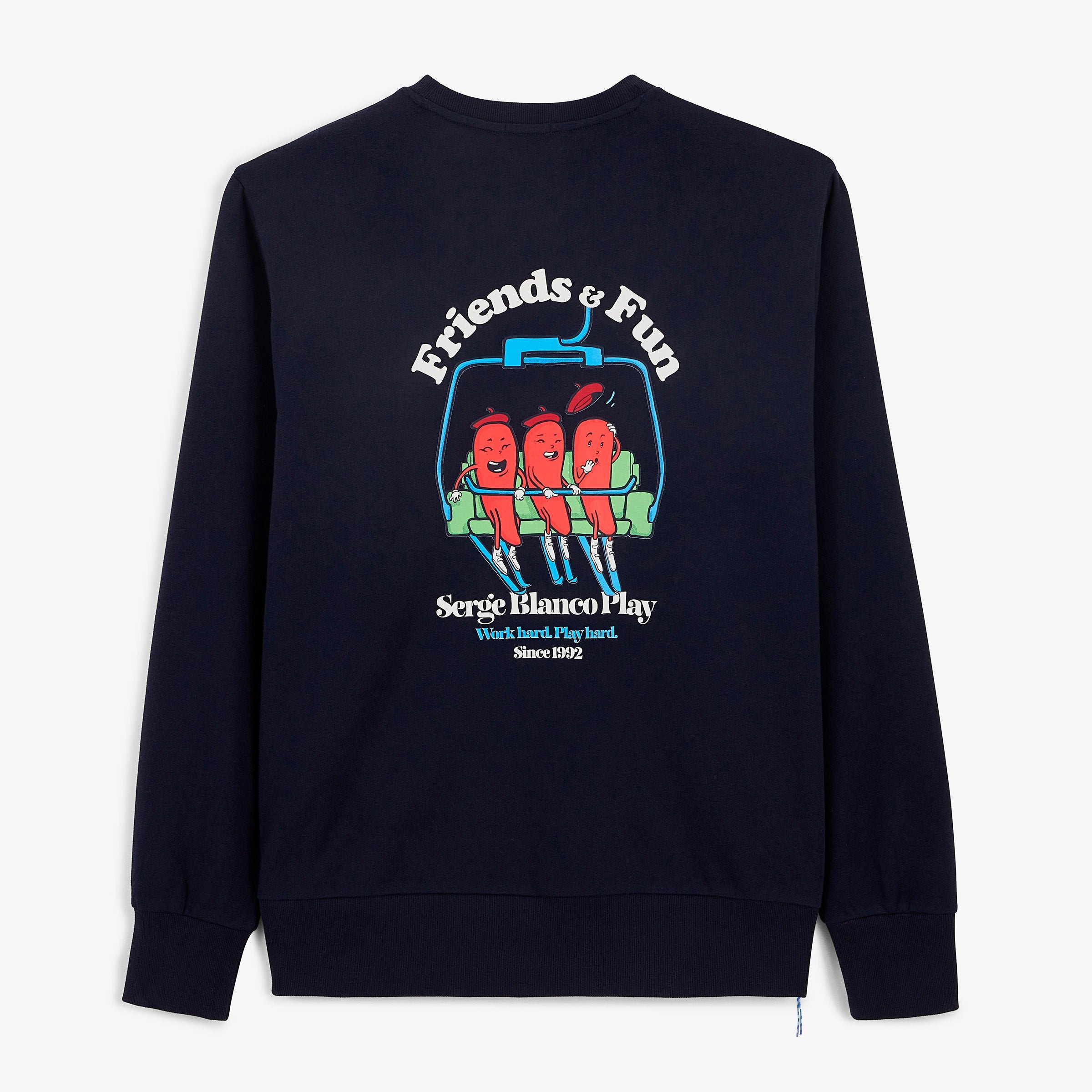 Round neck sweatshirt with Friends & Fun print SERGE BLANCO Blue