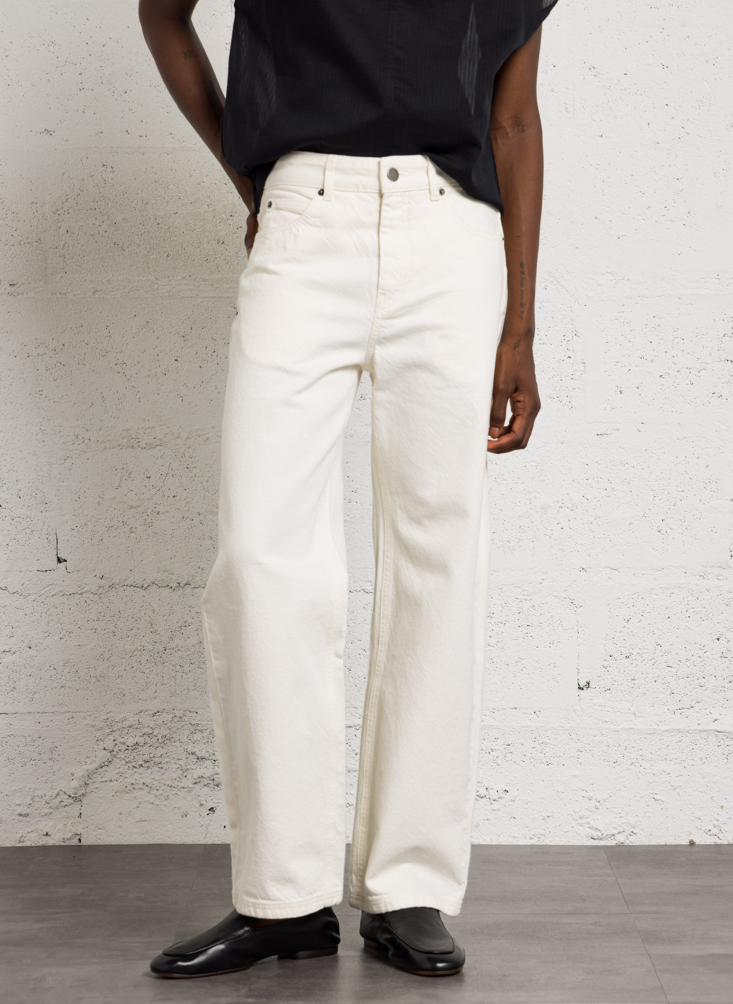 Pantalon droit en coton SOEUR Beige