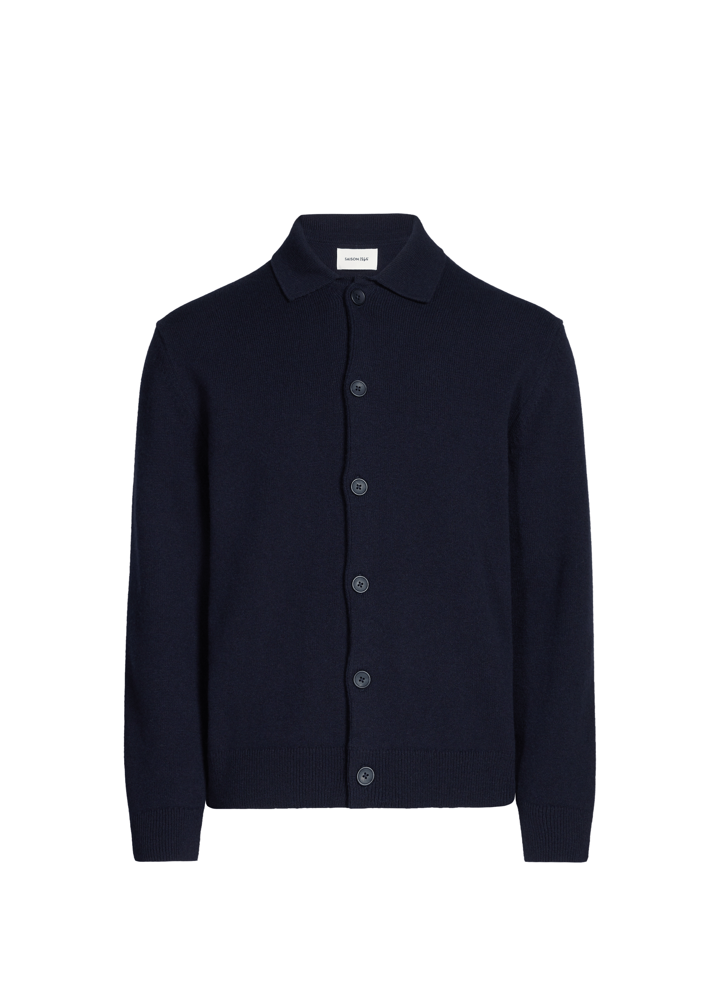Wool polo collar cardigan SAISON 1865 Blue