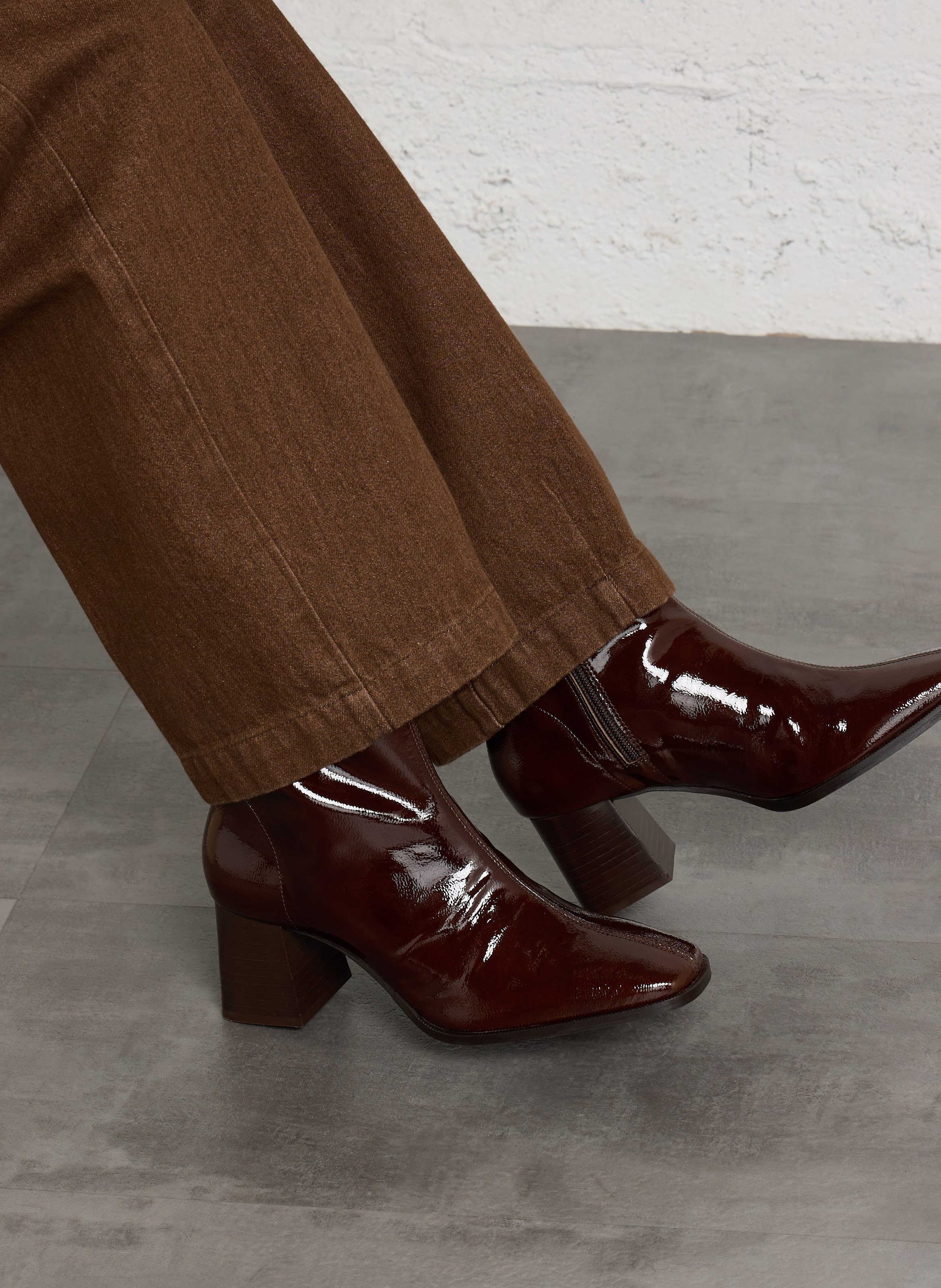 Leather mid-calf boots BOBBIES Brown