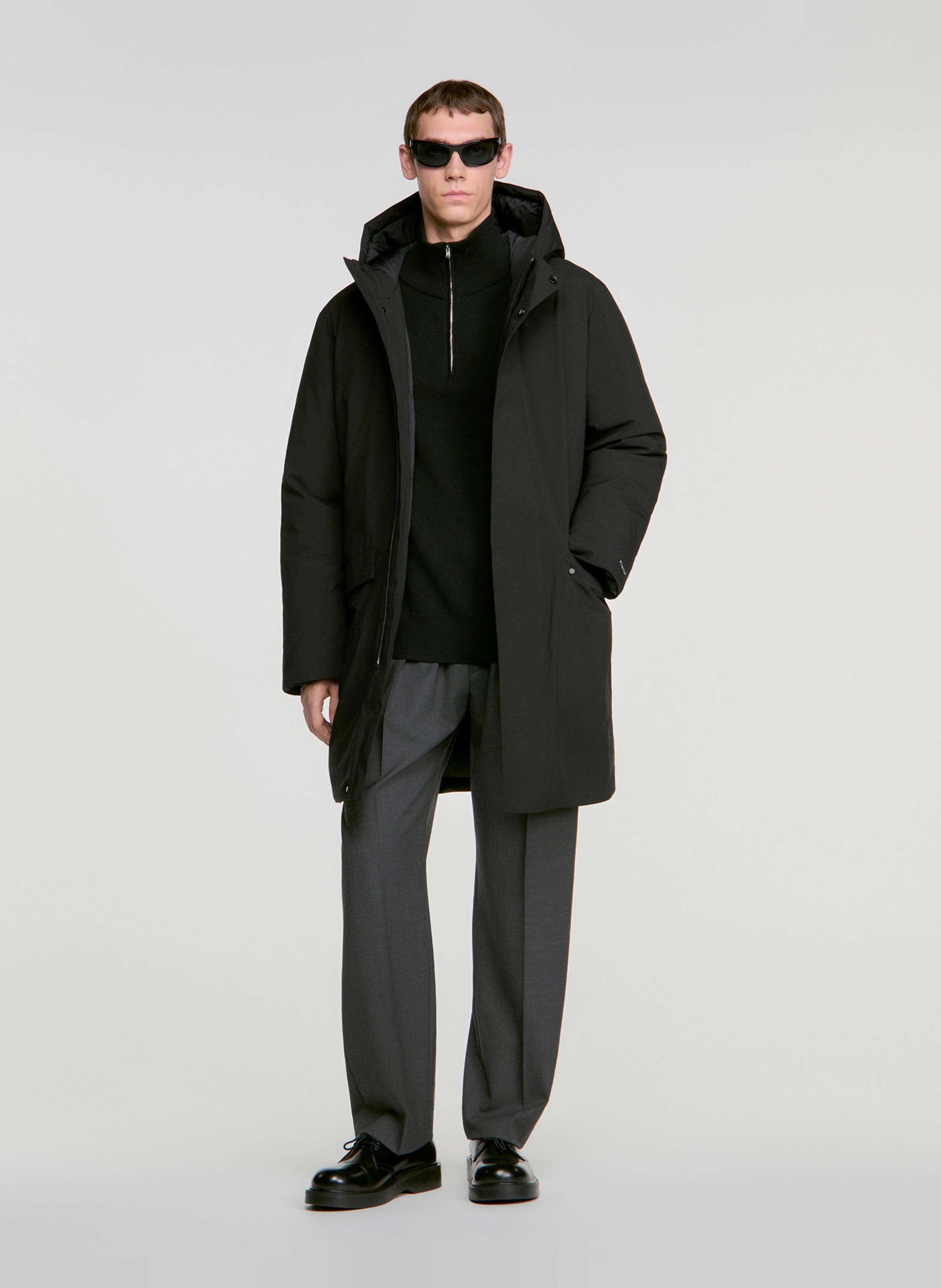 Parka col montant à capuche SANDRO Noir