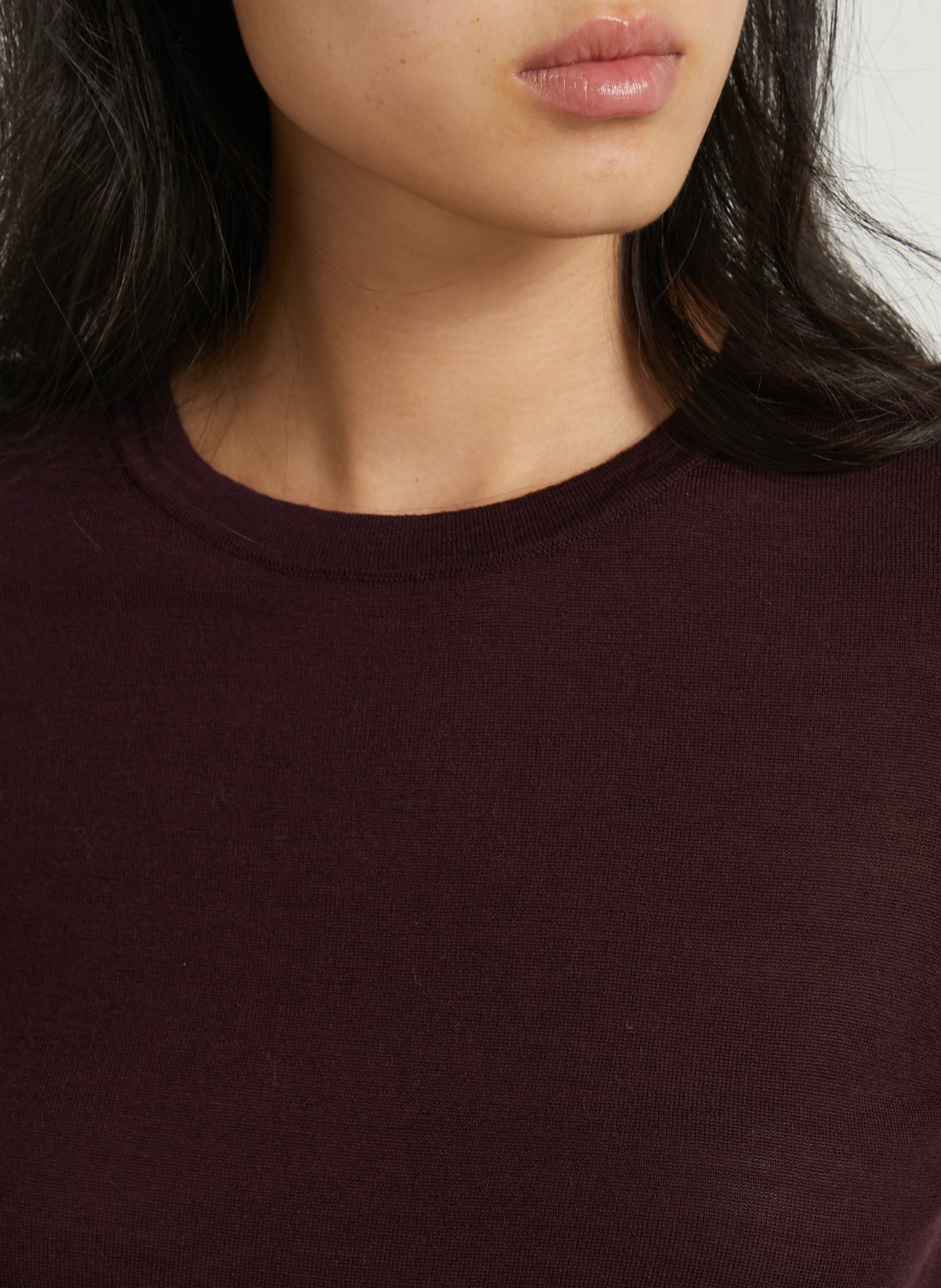 Pull fin col rond manches longues en laine mérinos PETITE MENDIGOTE Violet