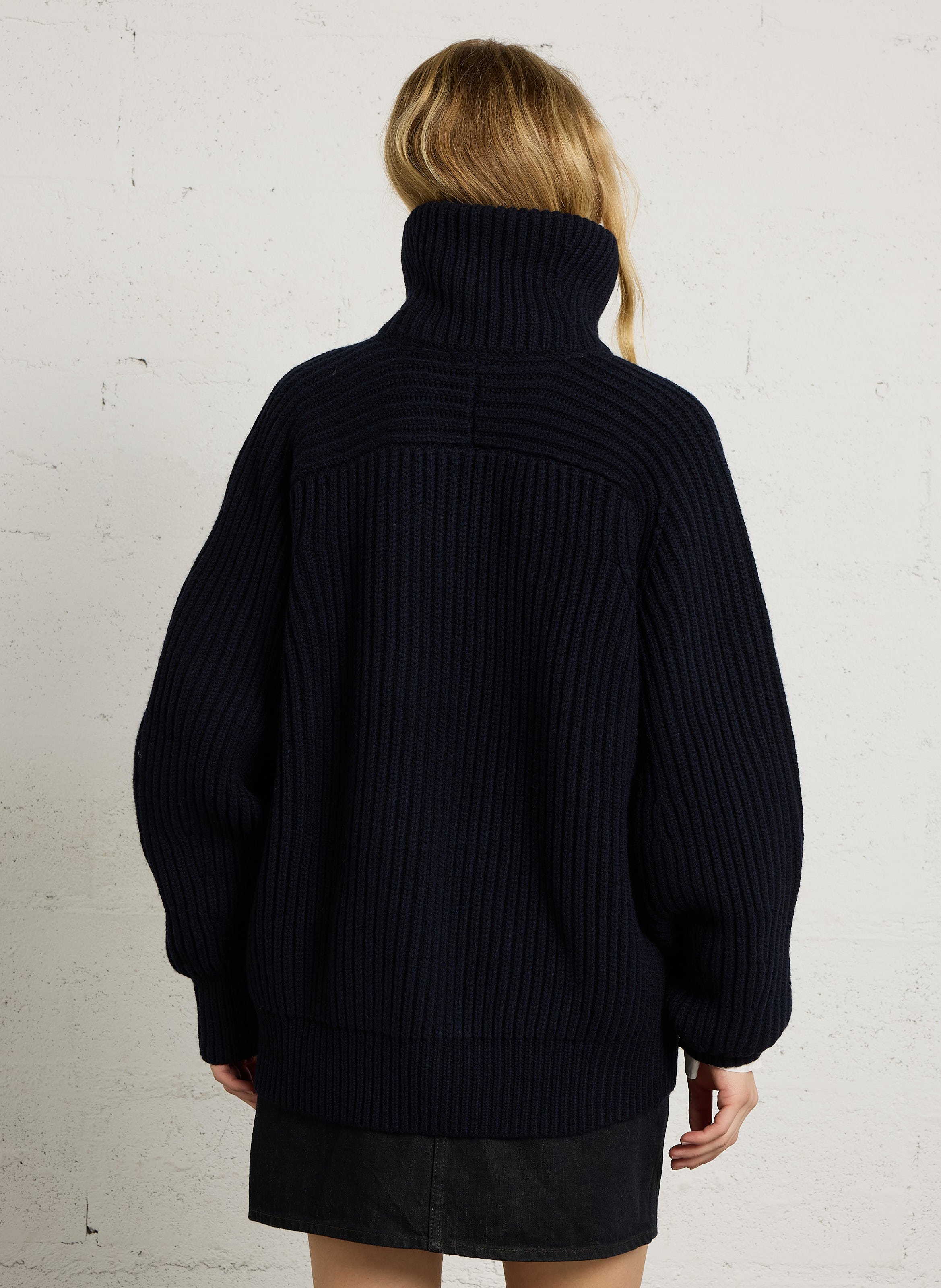 Weit geschnittene Wolljacke mit Stehkragen SOEUR Blau