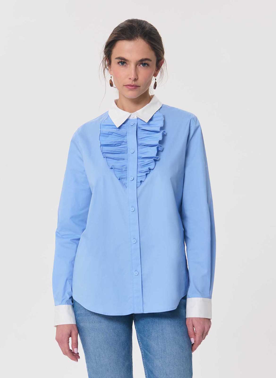 Straight cotton shirt TARA JARMON Blue