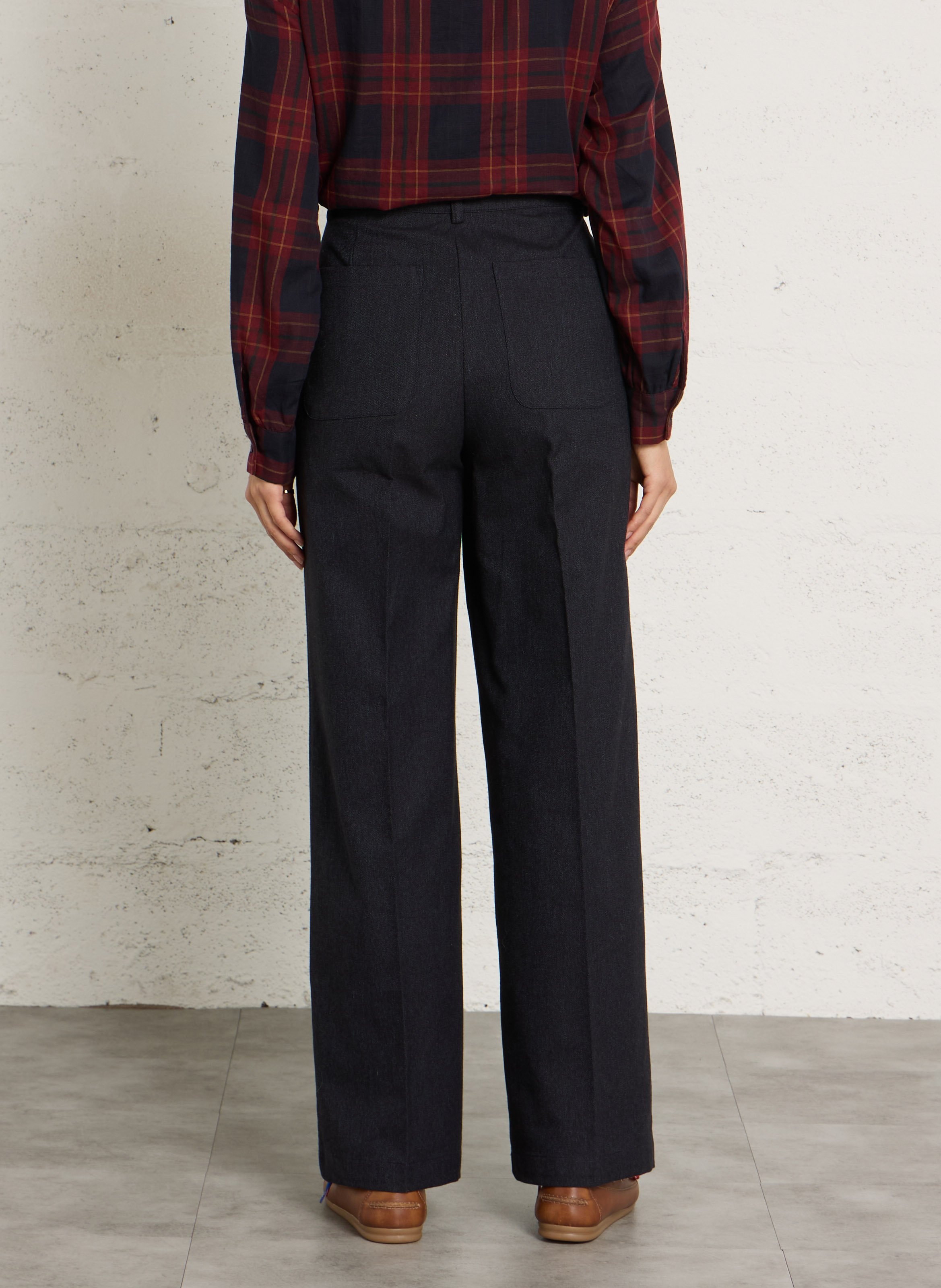 Straight tailored trousers in blended cotton NICE THINGS Blue