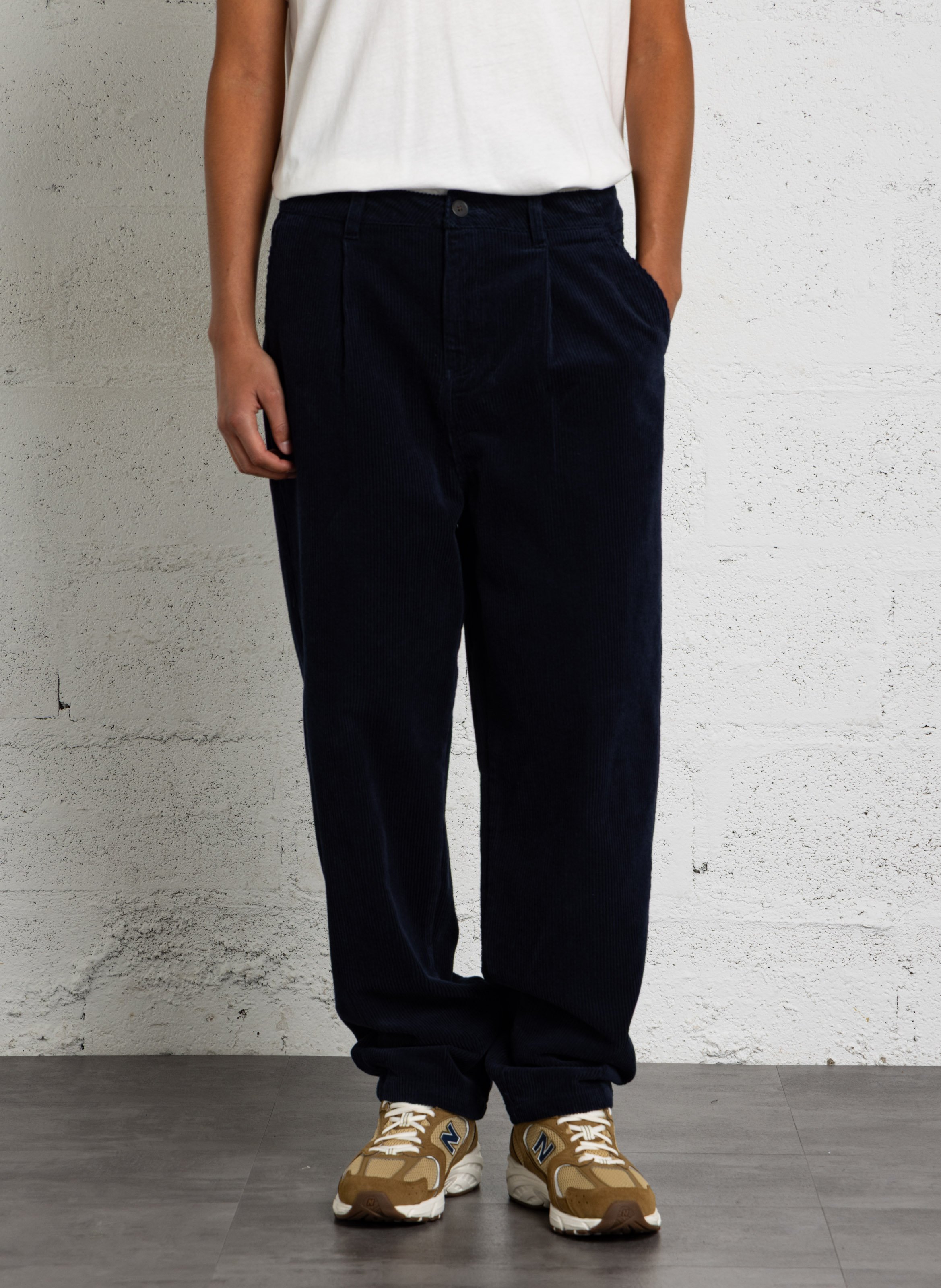 Wide-leg cotton corduroy trousers SOLID