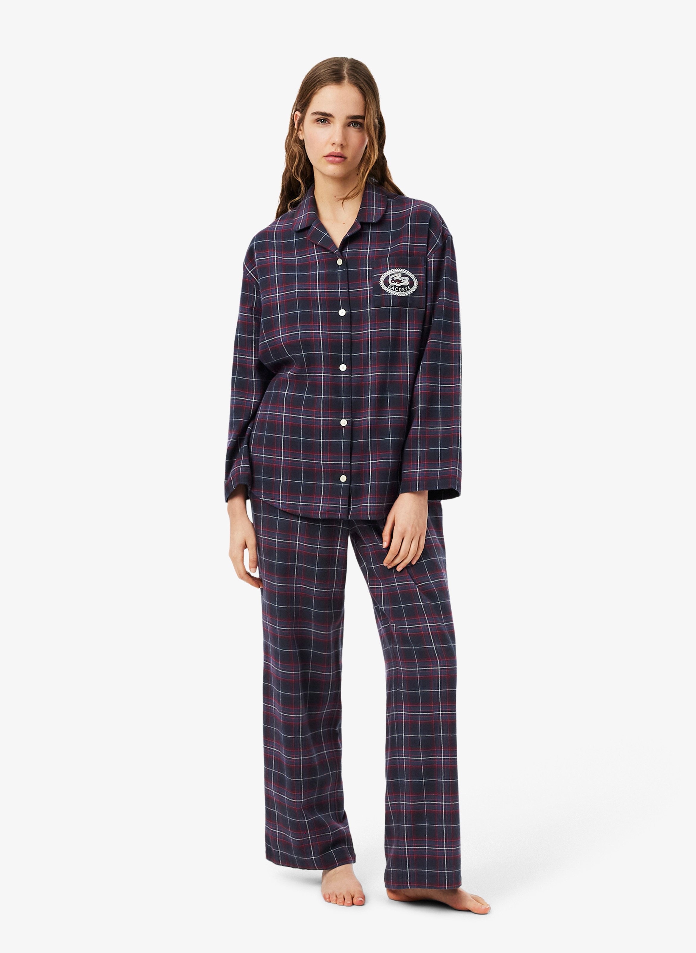 Checked cotton pajama set LACOSTE Blue