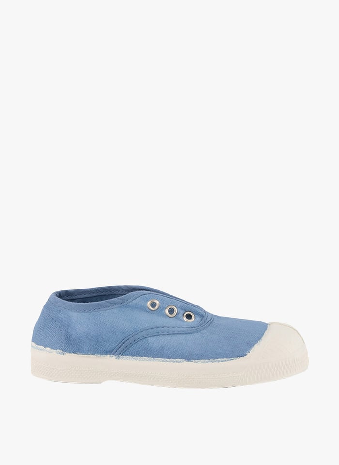 Tennis sans lacet en coton Bleu