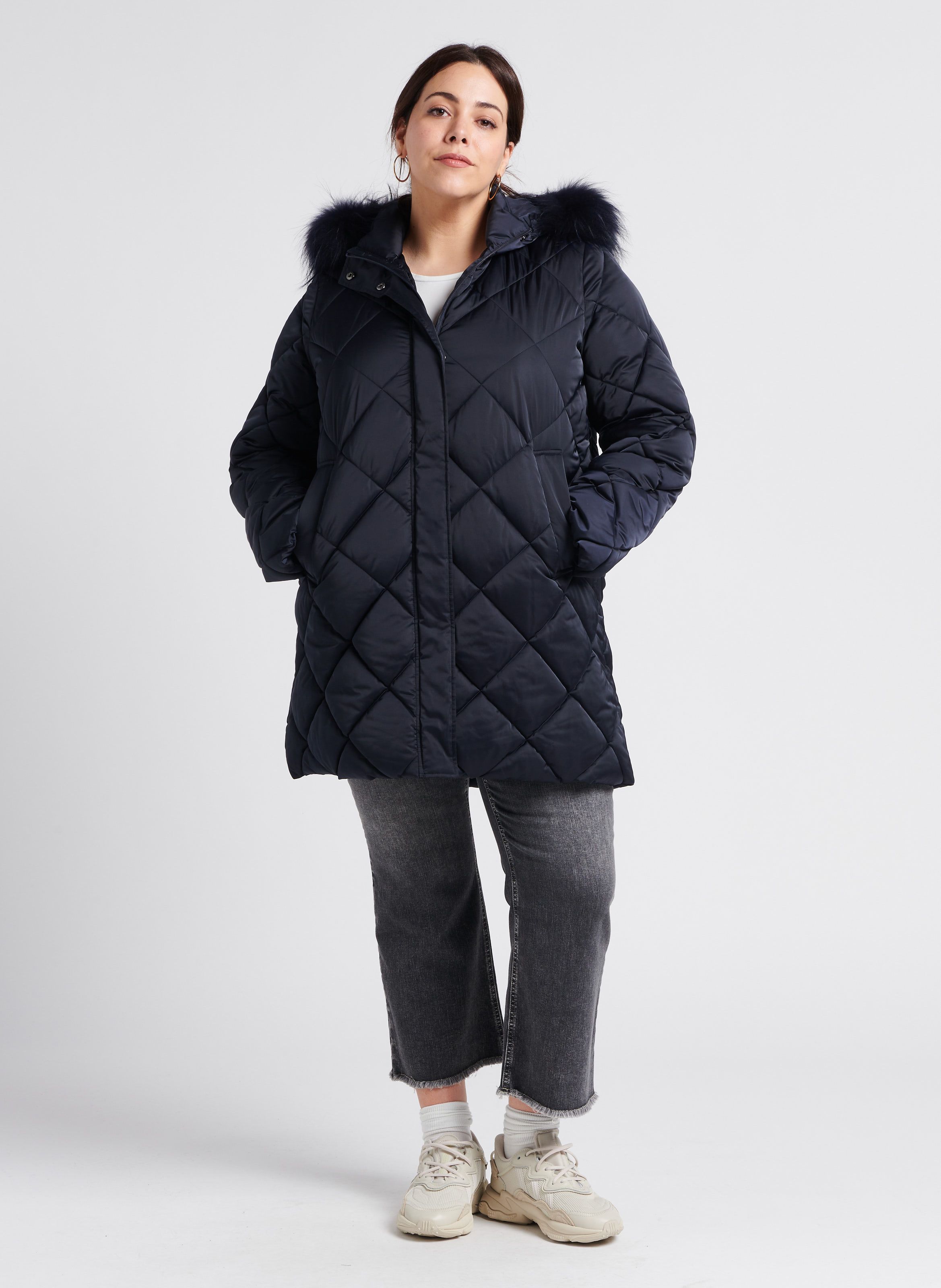 Marina down jacket with on sale fur