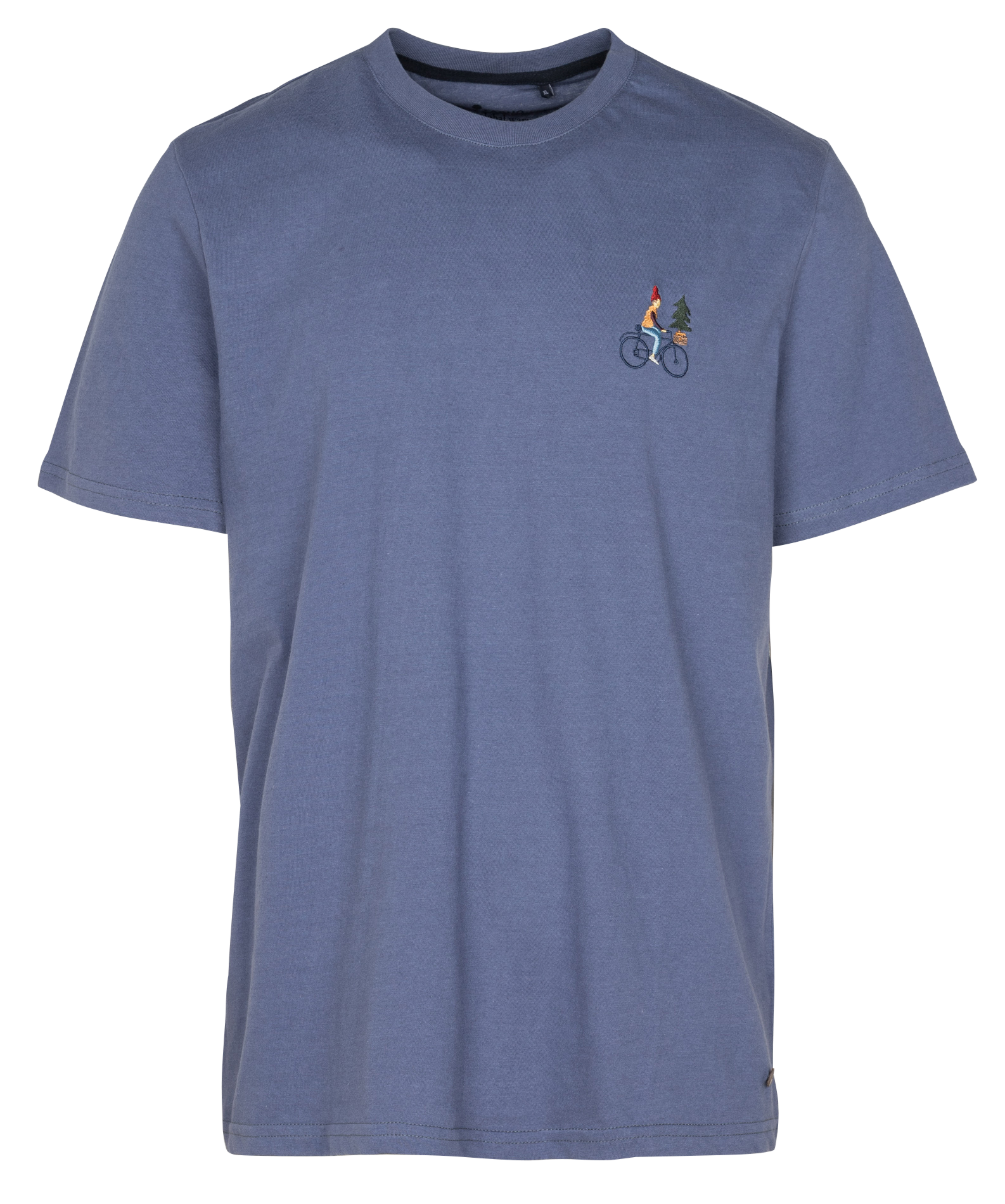 Besticktes Rundhals-T-Shirt aus Baumwolle, Regular Fit FAGUO Blau