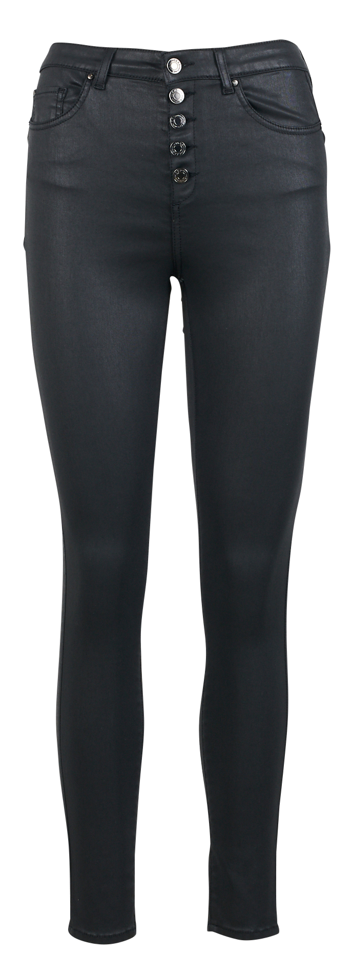 High-rise glazed cotton-blend skinny jeans IKKS