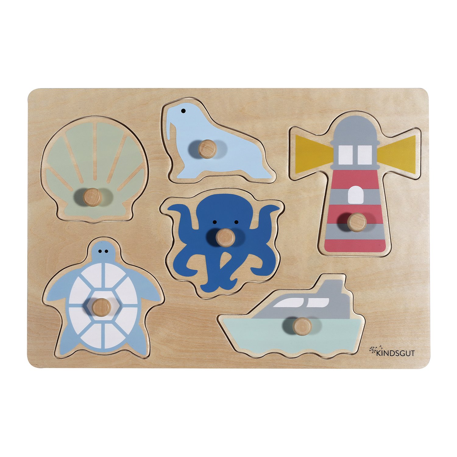 Wooden ocean peg puzzle KINDSGUT Blue