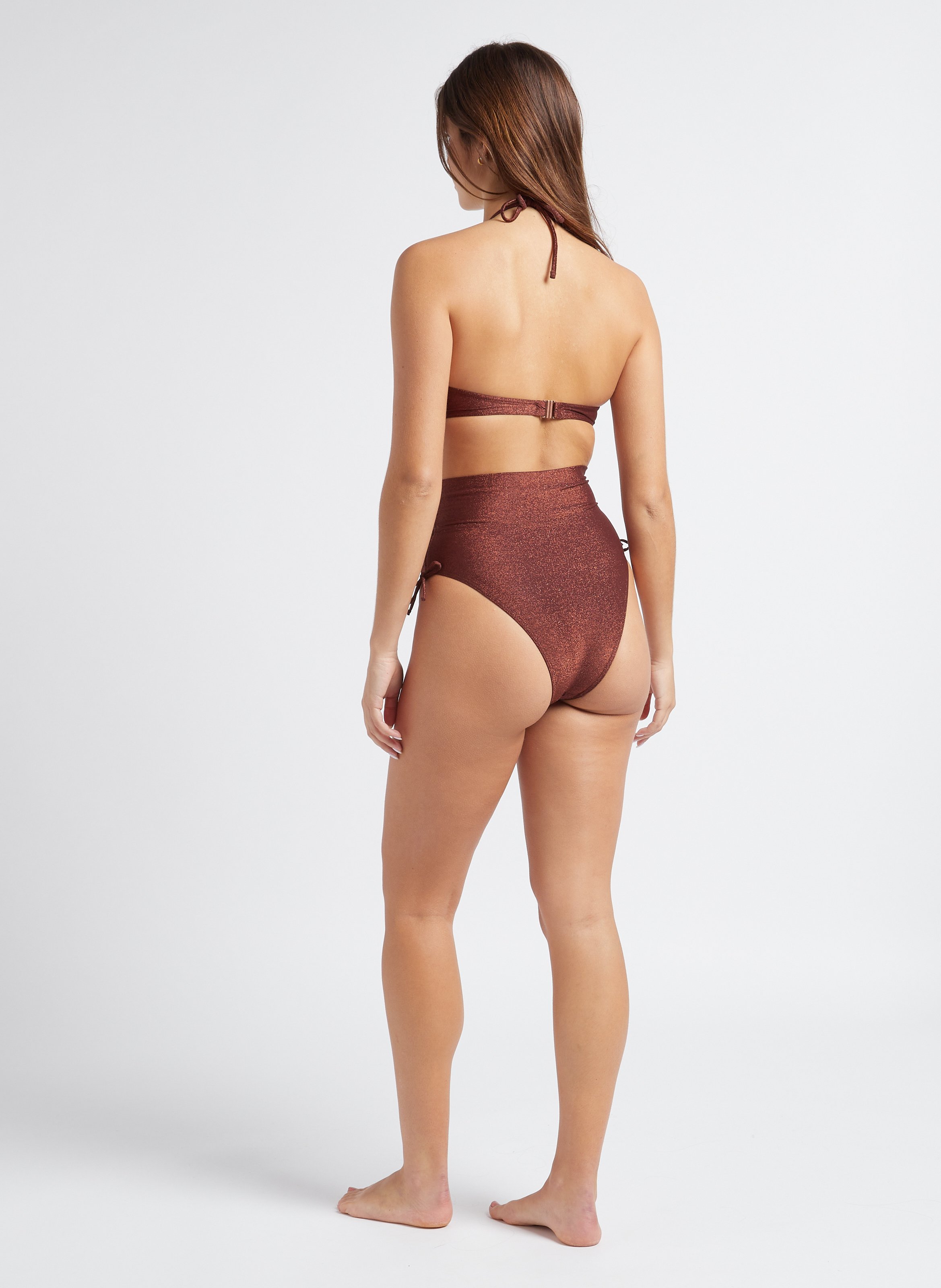 Paillettenbesetztes Bikinioberteil LIVIA Braun