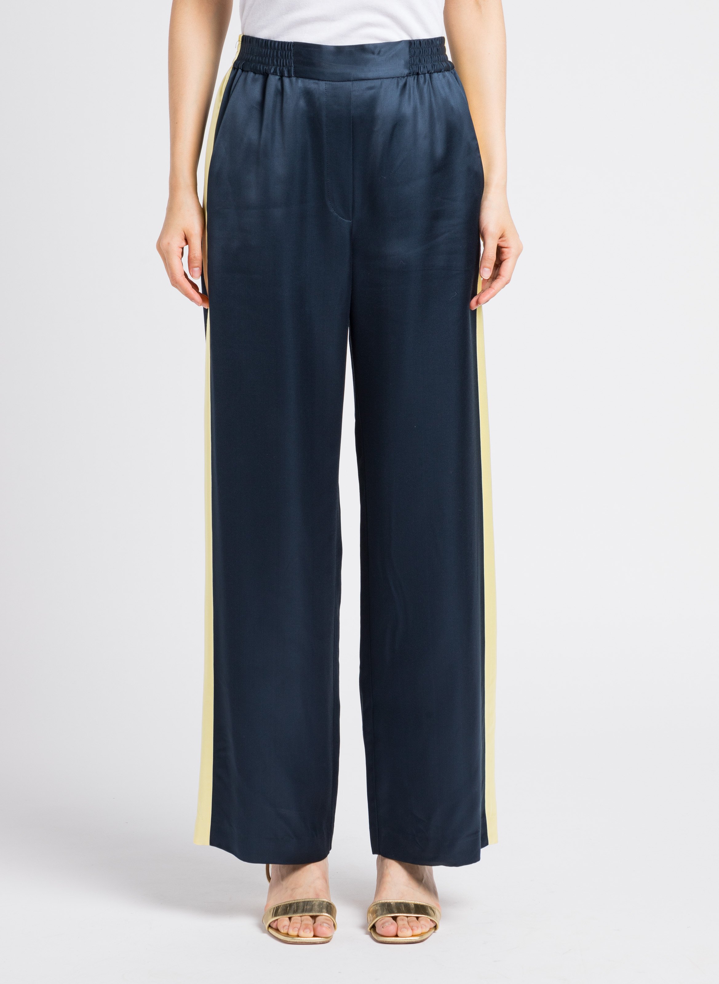 Pantalon large satiné MARGAUX LONNBERG Bleu