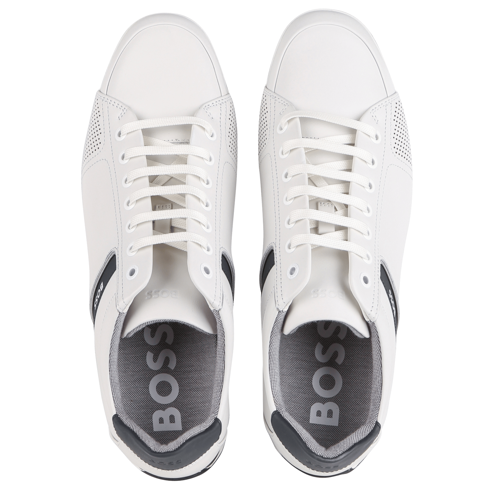 Leather low-top sneakers BOSS White