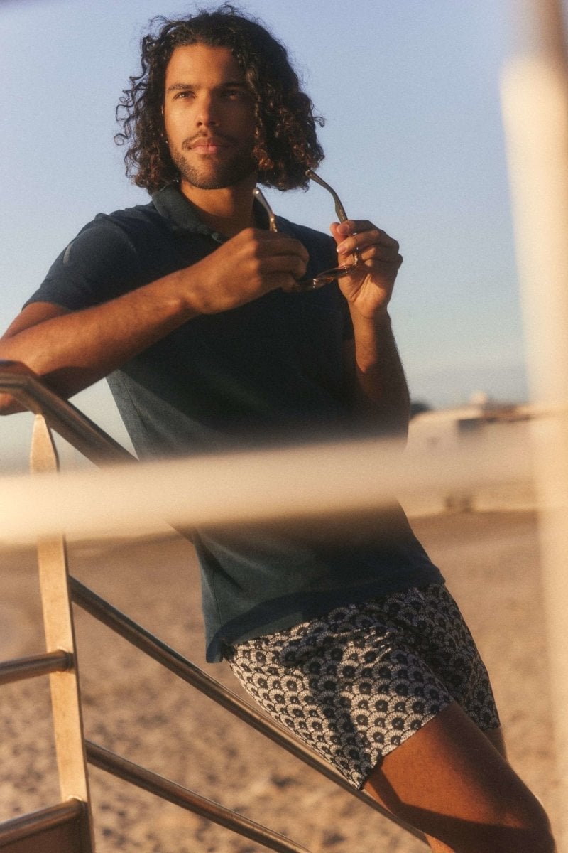 Short-sleeved polo shirt with lapel collar APNEE Blue