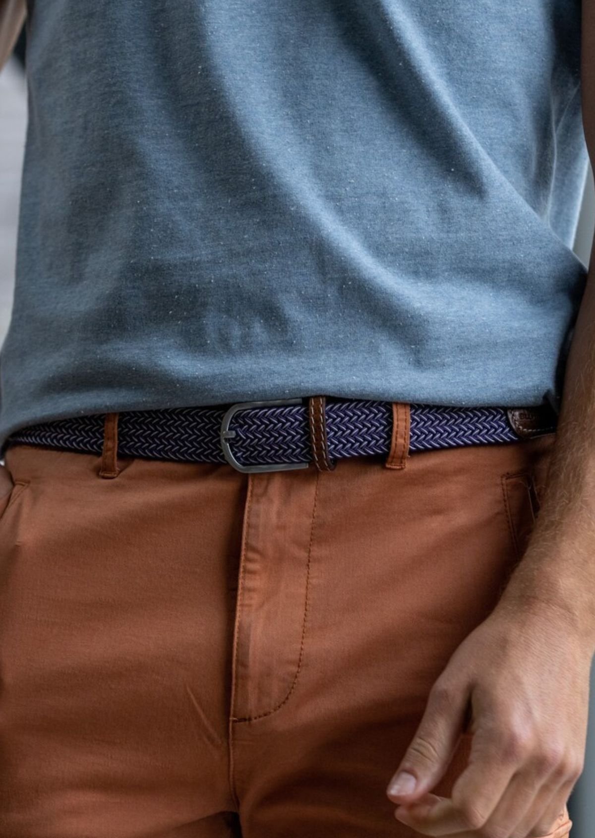 Multicolored braided elastic belt BILLYBELT Purple