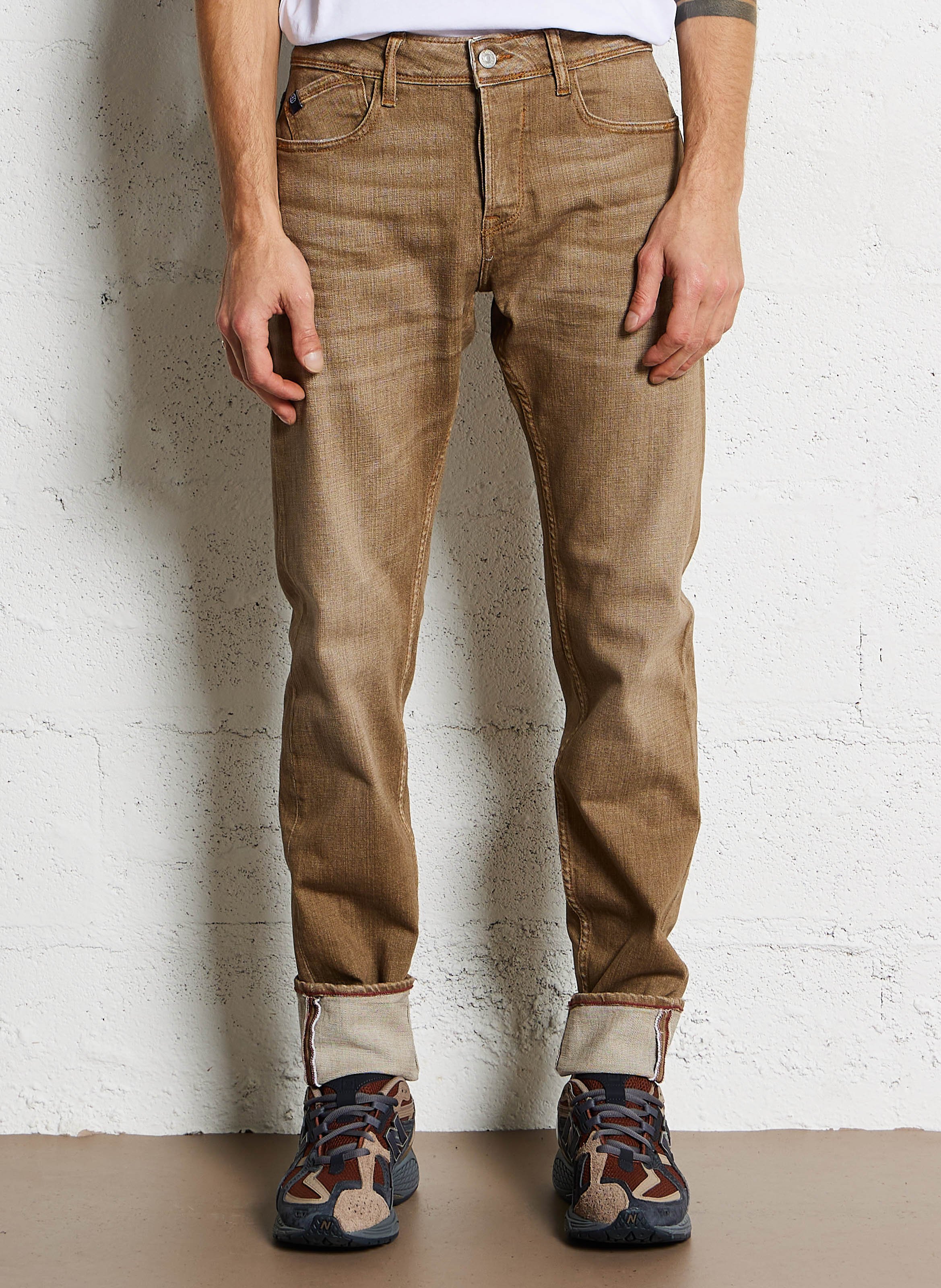 Jeans dritti effetto delavé LE TEMPS DES CERISES Marrone