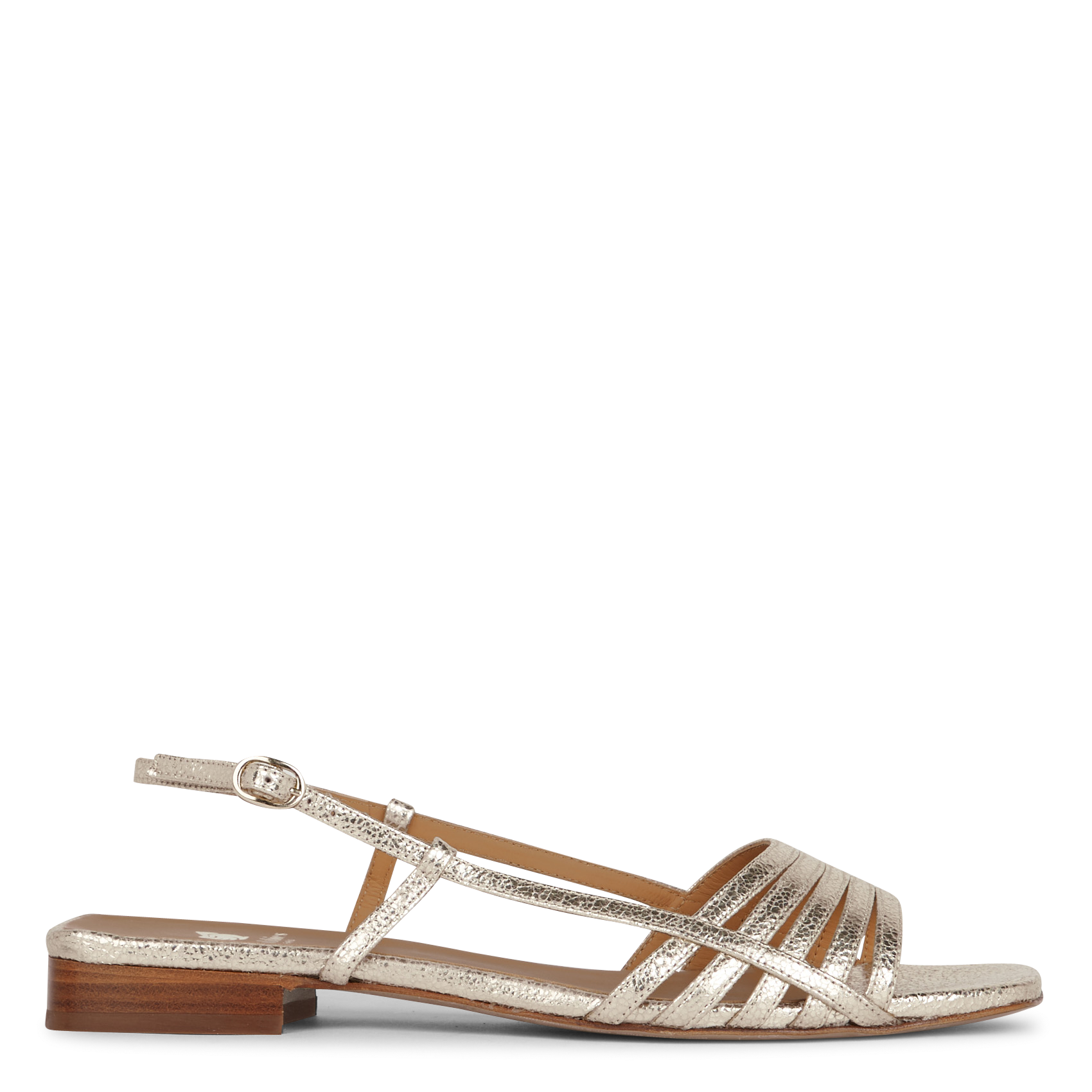 Flat metallic leather sandals BOBBIES Golden