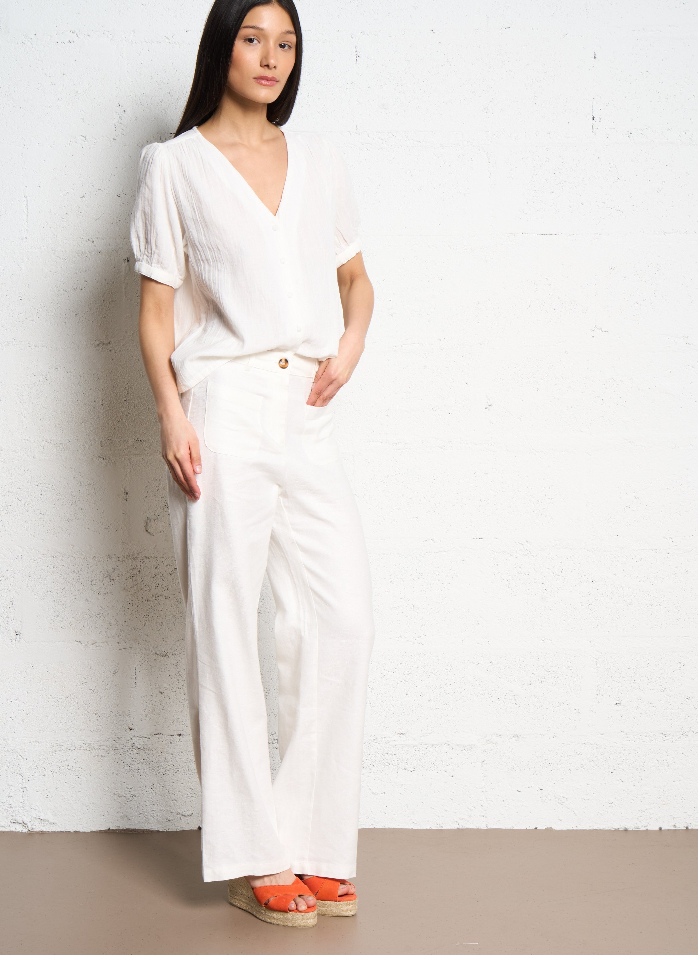 Sandales compensées en cuir velours CASTANER Orange