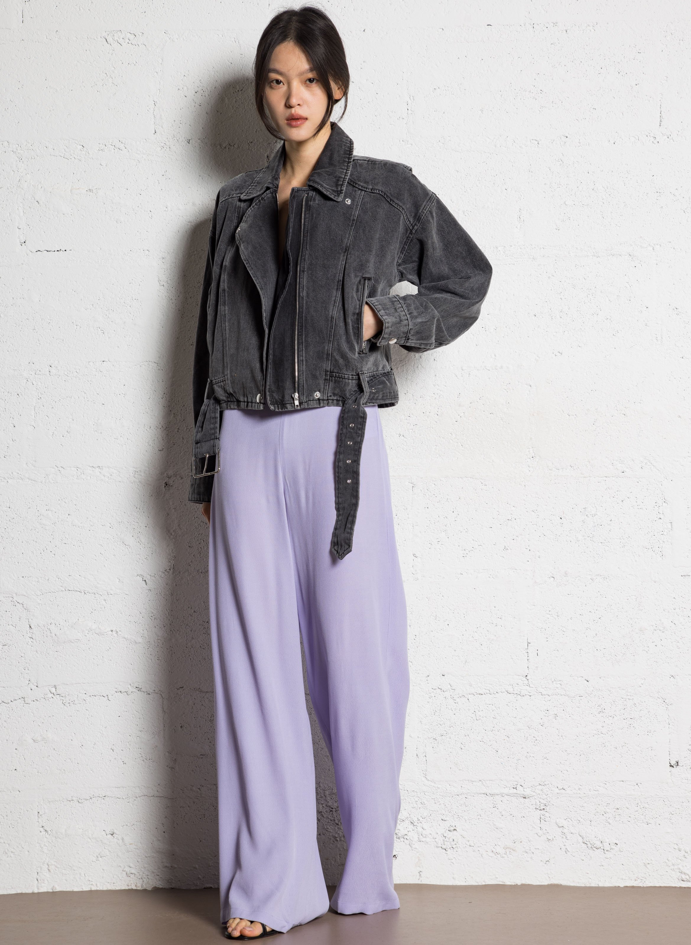 Kurze Jeansjacke aus Baumwolle ROUGE EDIT Grau